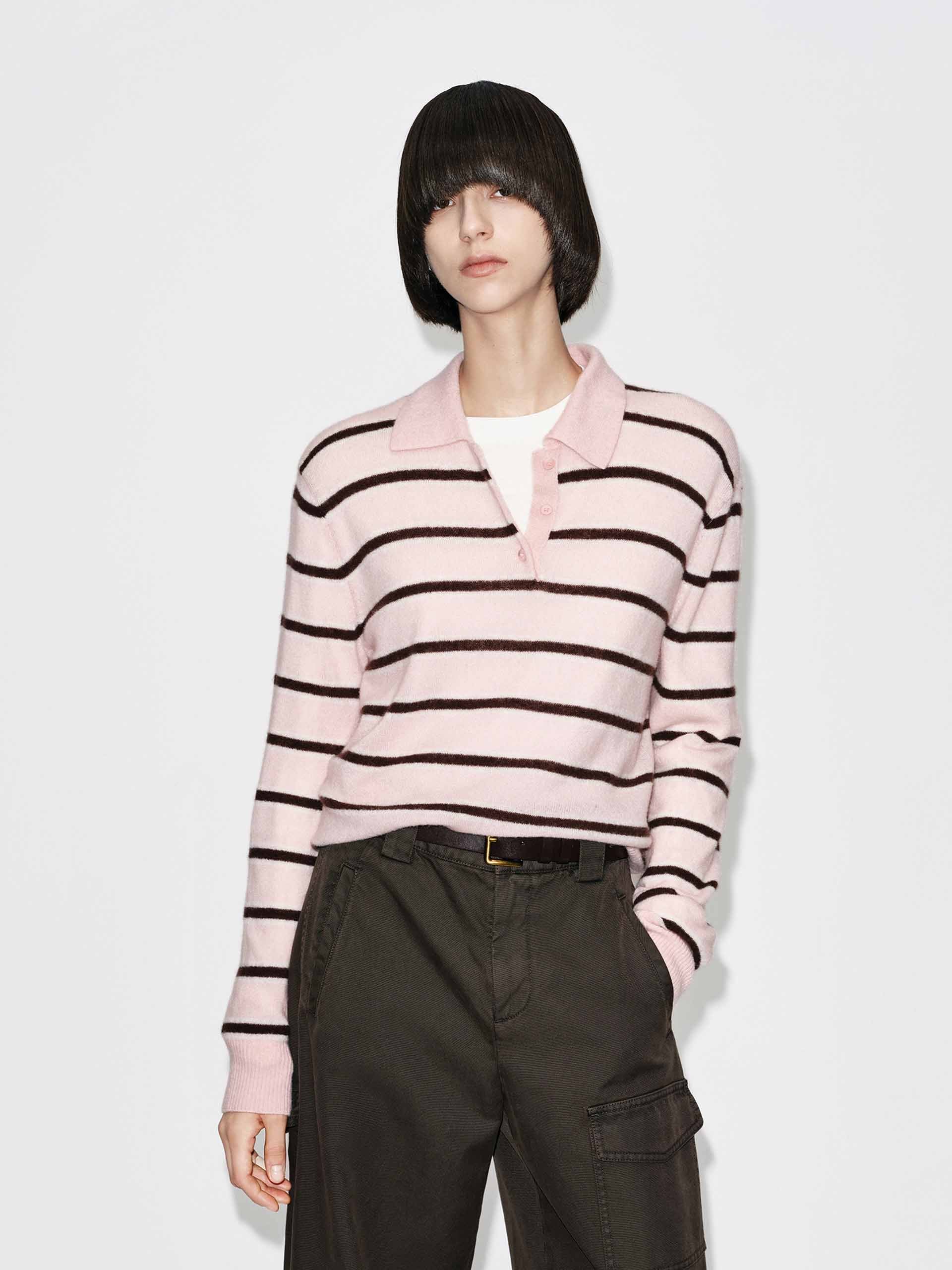 Polo Collar Stripe Sweater - Image 9