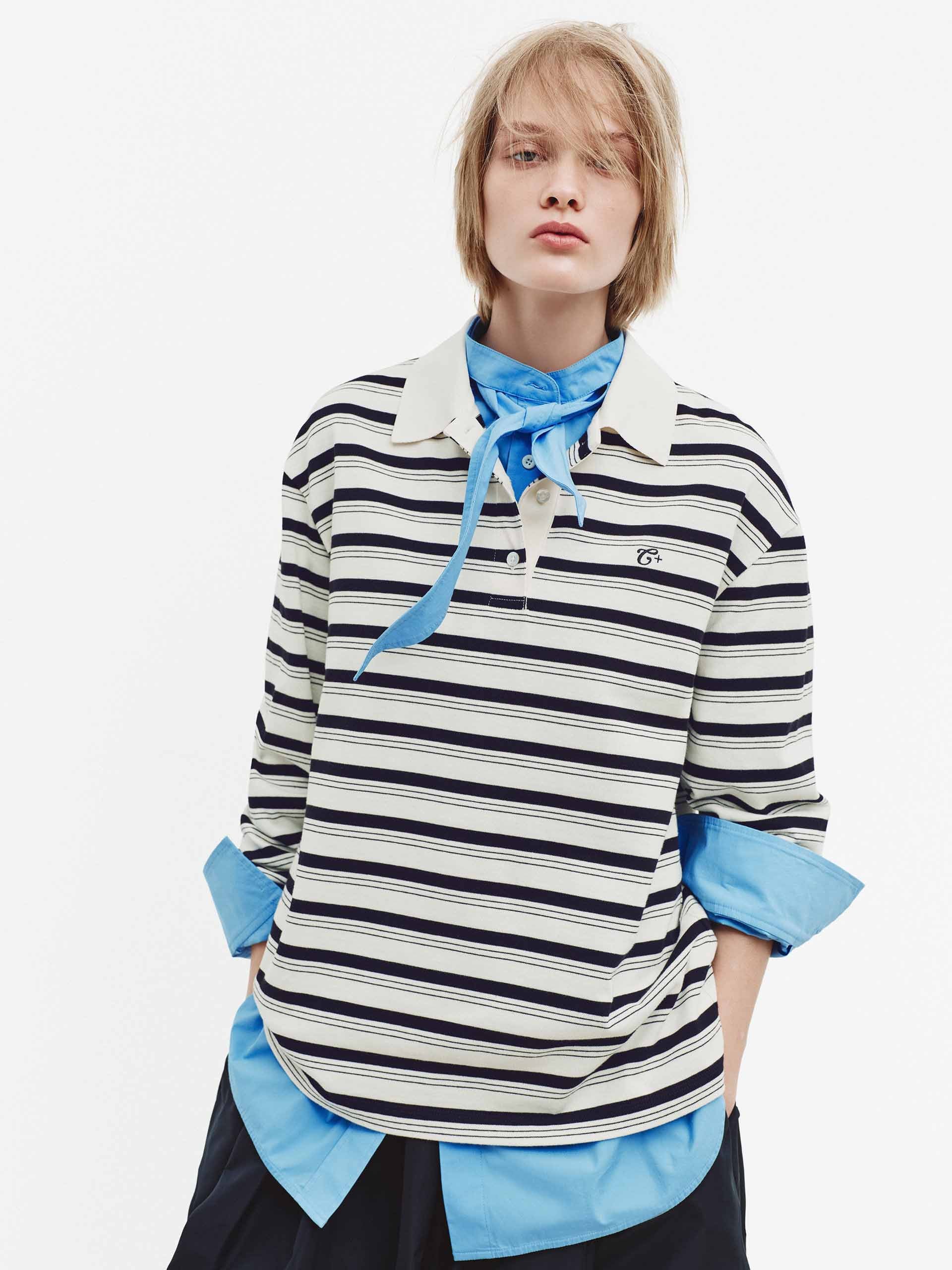 Polo Collar Striped T-shirt - Image 8