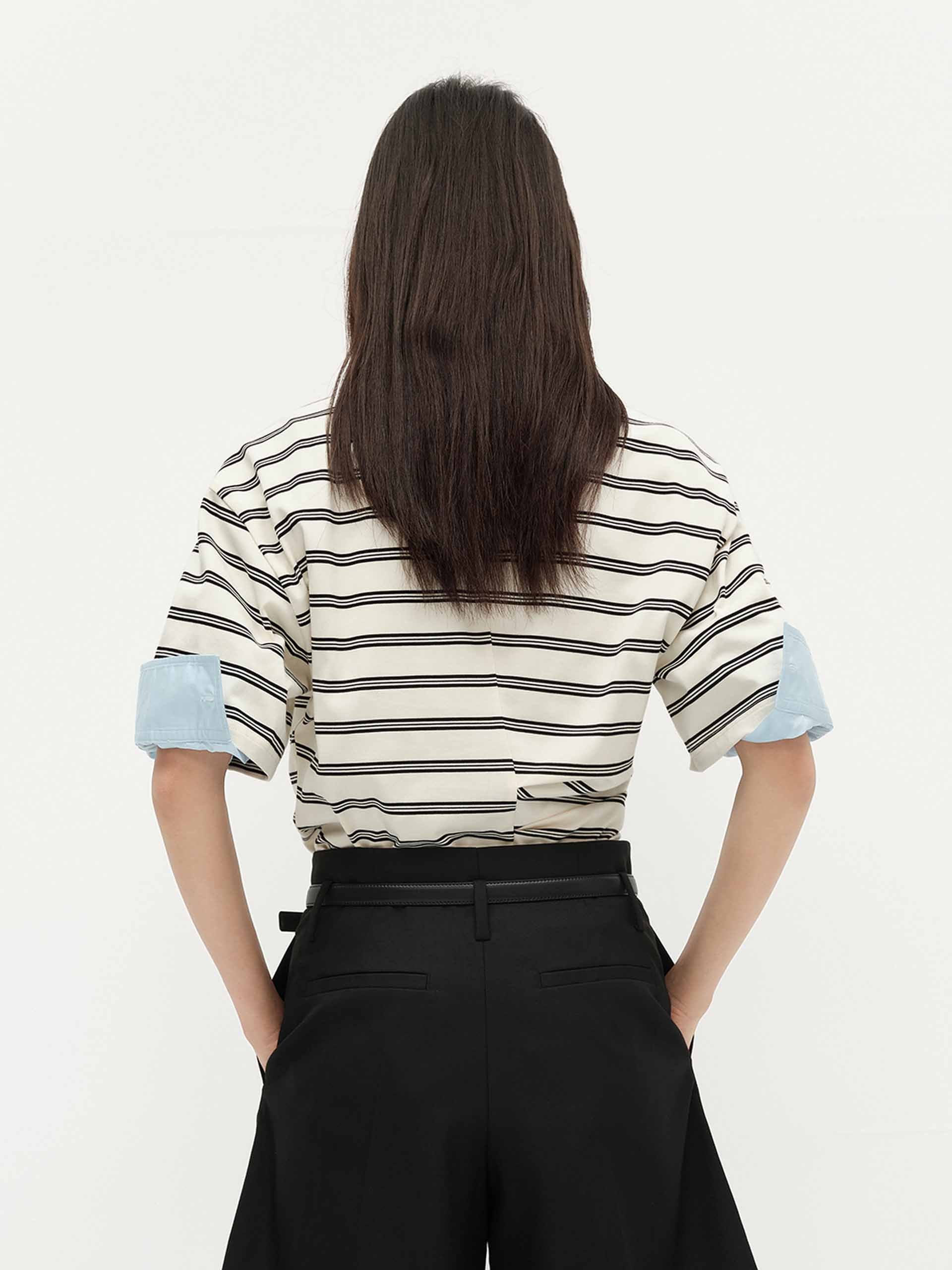 Polo Collar Striped Top - Image 3