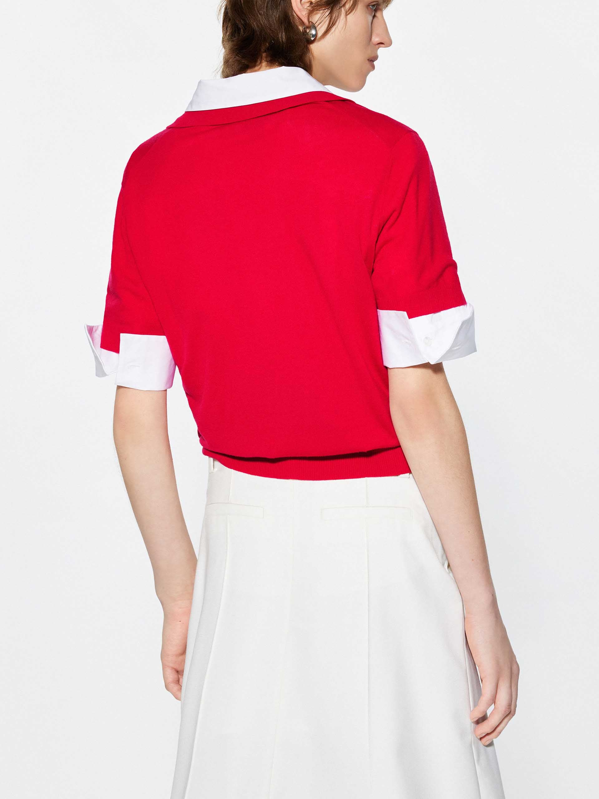 Polo Collar Wool Knit Top - Image 21