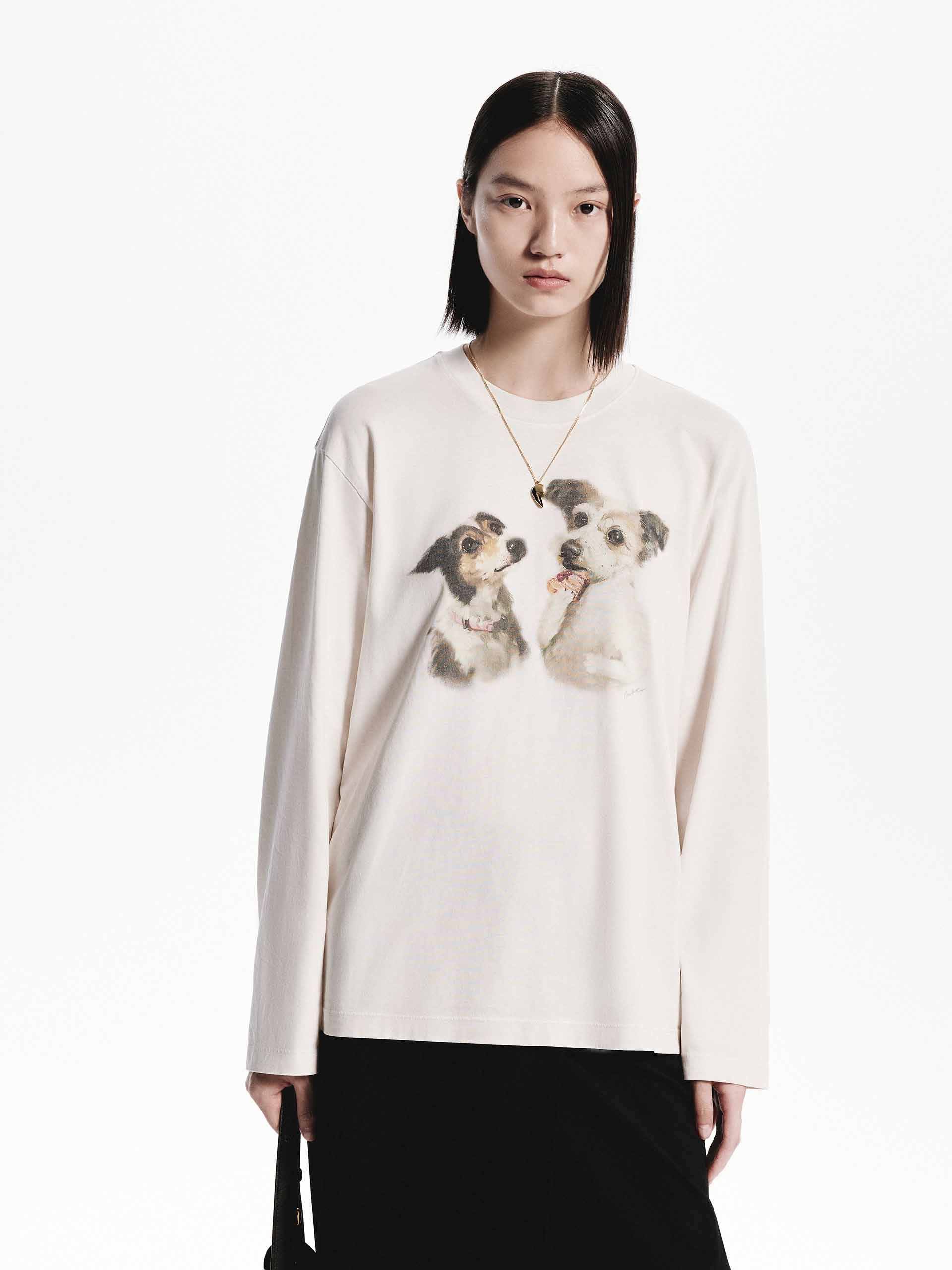 Puppy Print Loose T-shirt - Image 16