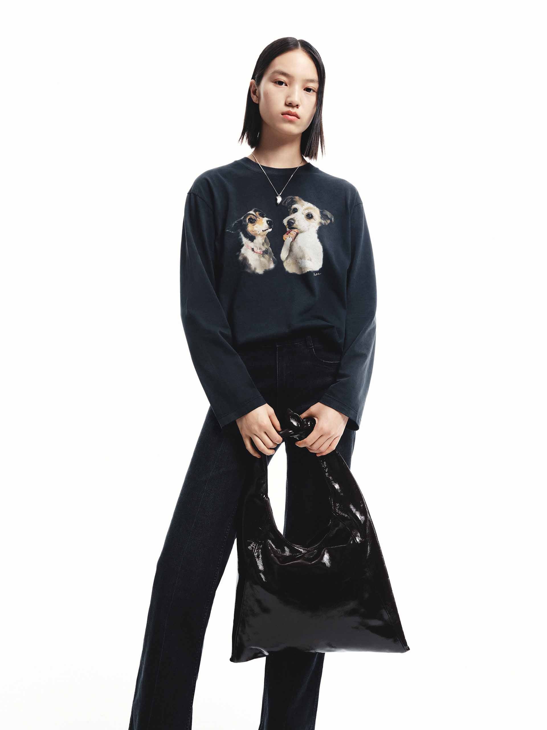 Puppy Print Loose T-shirt - Image 24