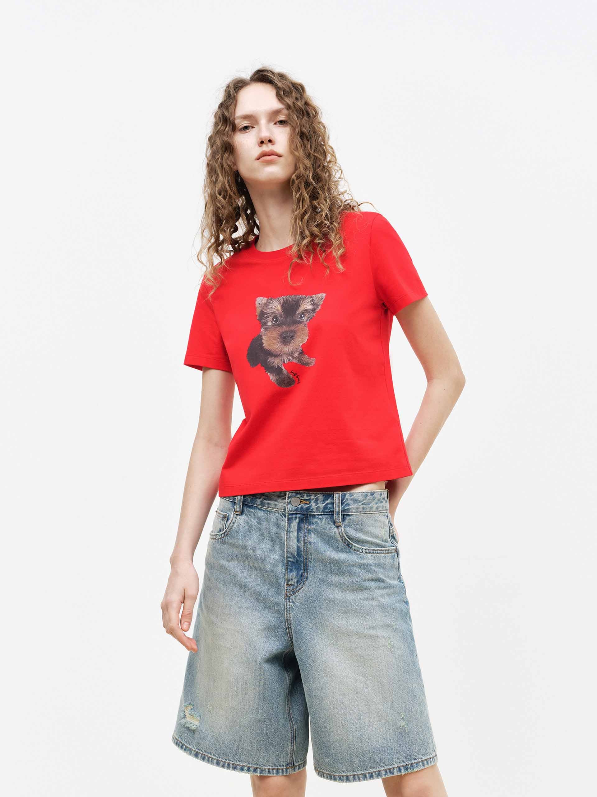 Puppy Print Short Sleeve T-shirt - Image 7