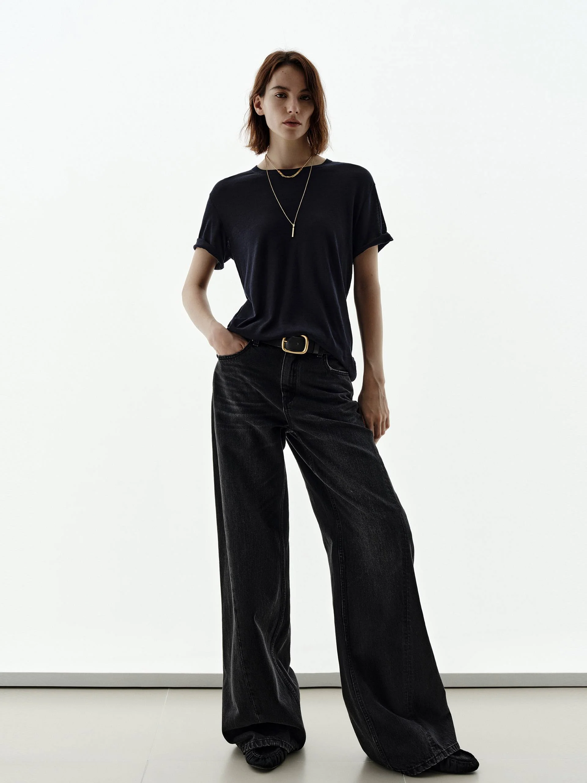 Pure Color Silk Blend Top - Image 2
