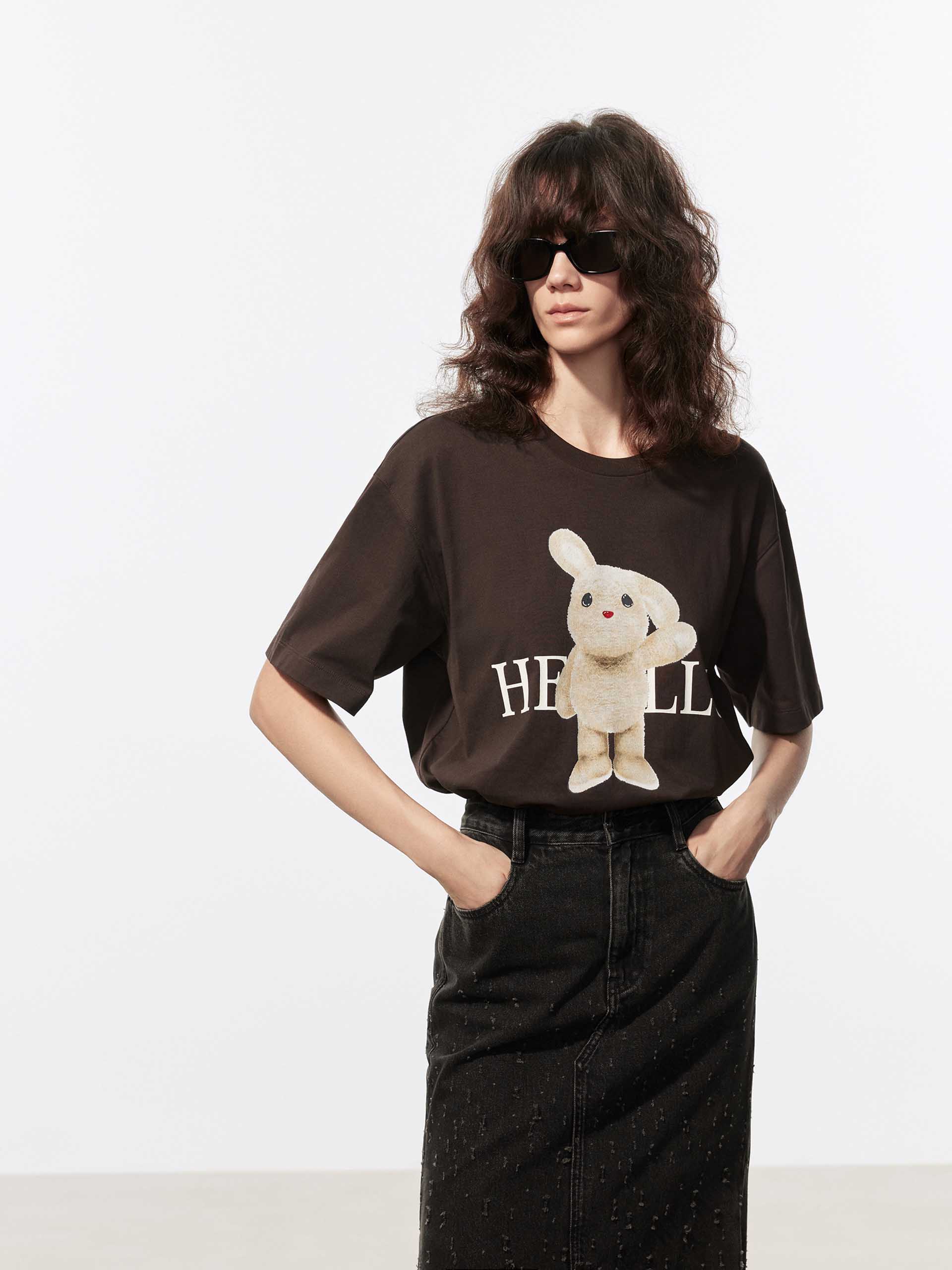 Rabbit Pattern Cotton T-shirt - Image 4