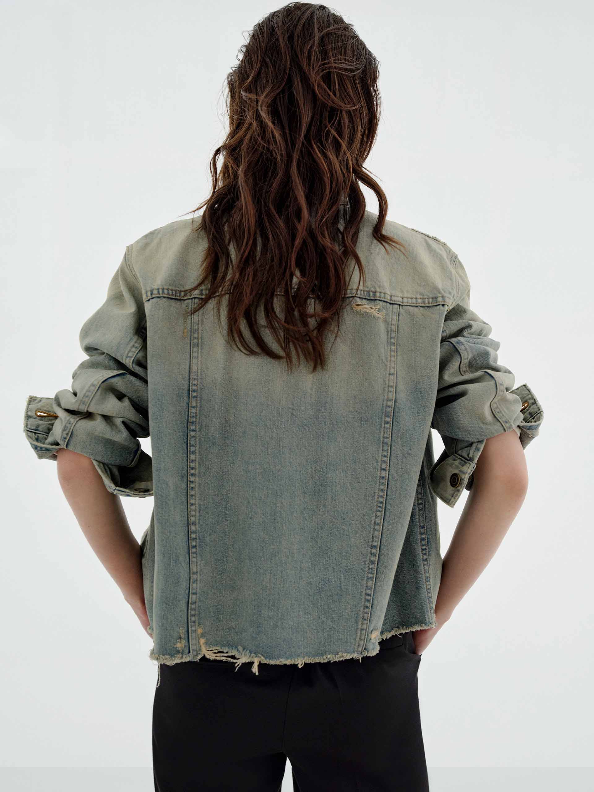 Raw Hem Denim Jacket - Image 7