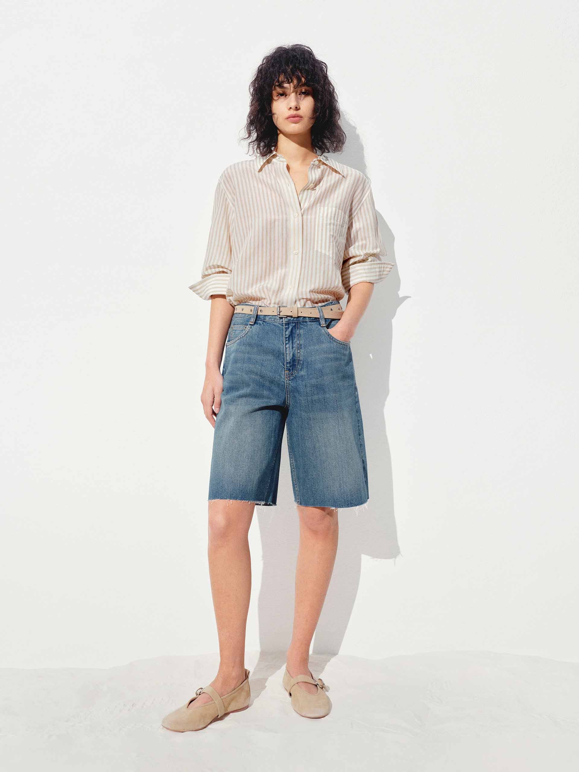 Raw Hem Wash Denim Shorts - Image 2