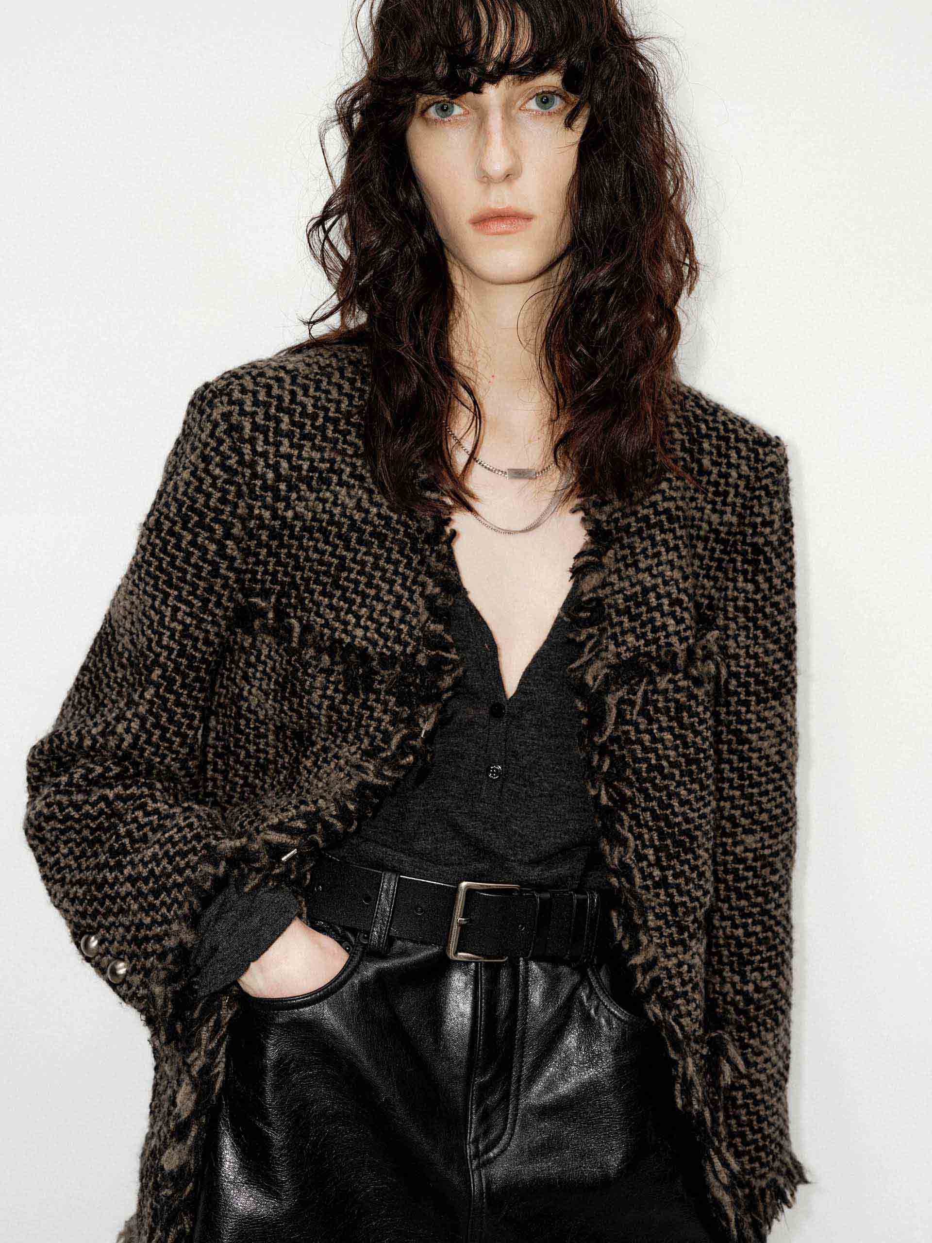 Raw Trim Collarless Coat - Image 8