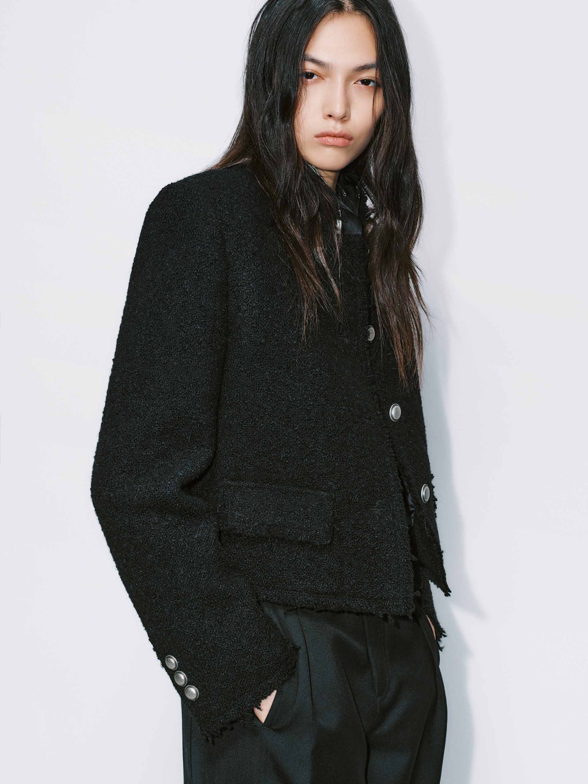 Raw Trim Cropped Coat - Image 3