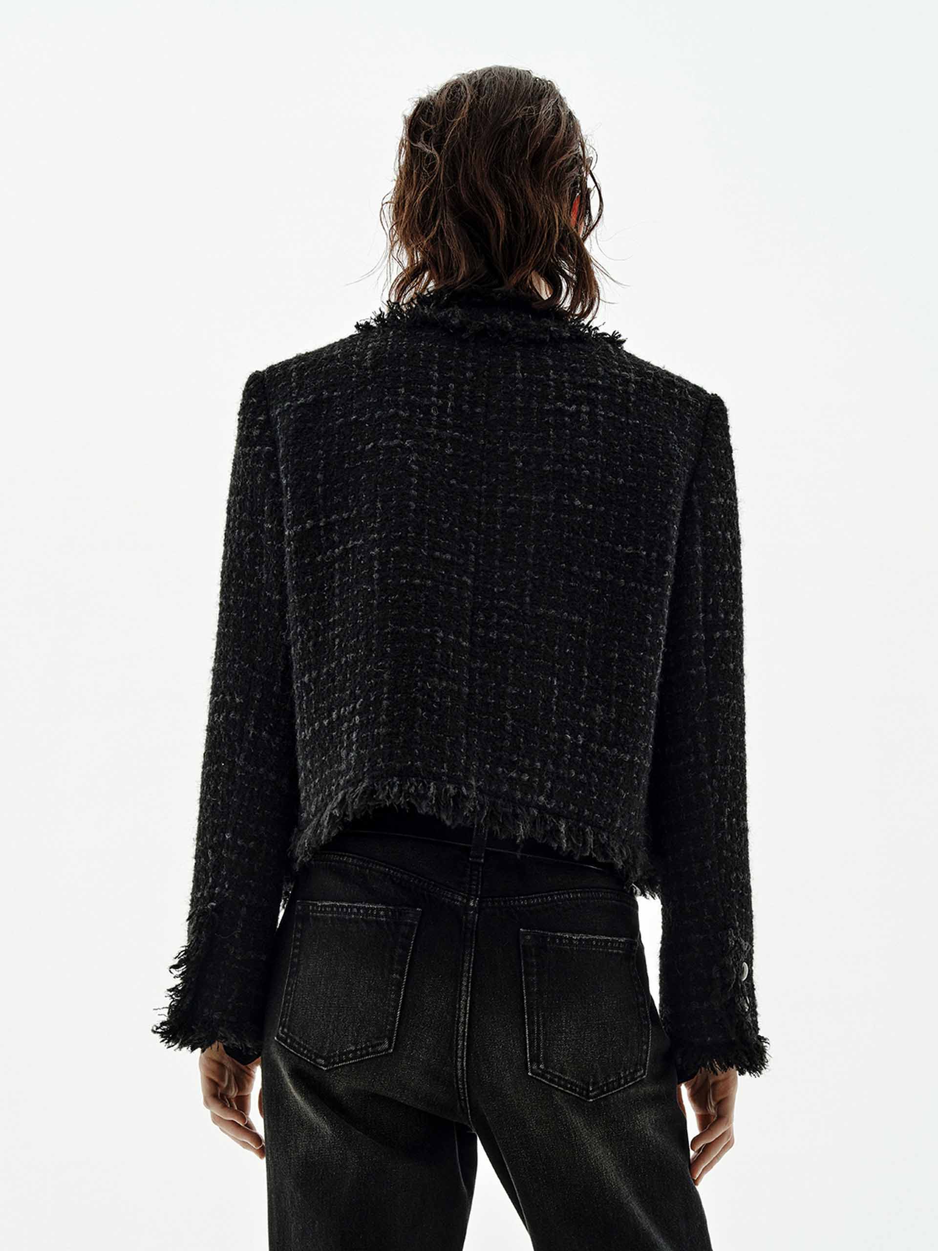 Raw Trim Cropped Tweed Coat - Image 8
