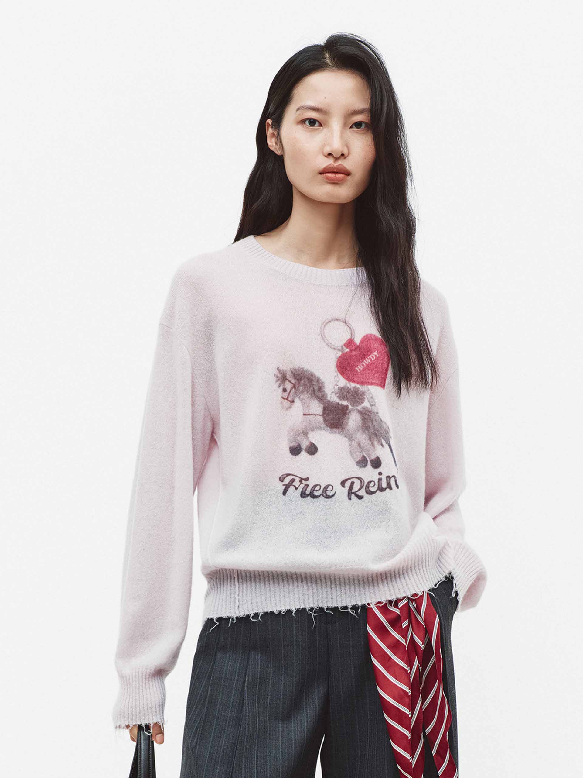 Raw Trim Printed Sweater - Image 7