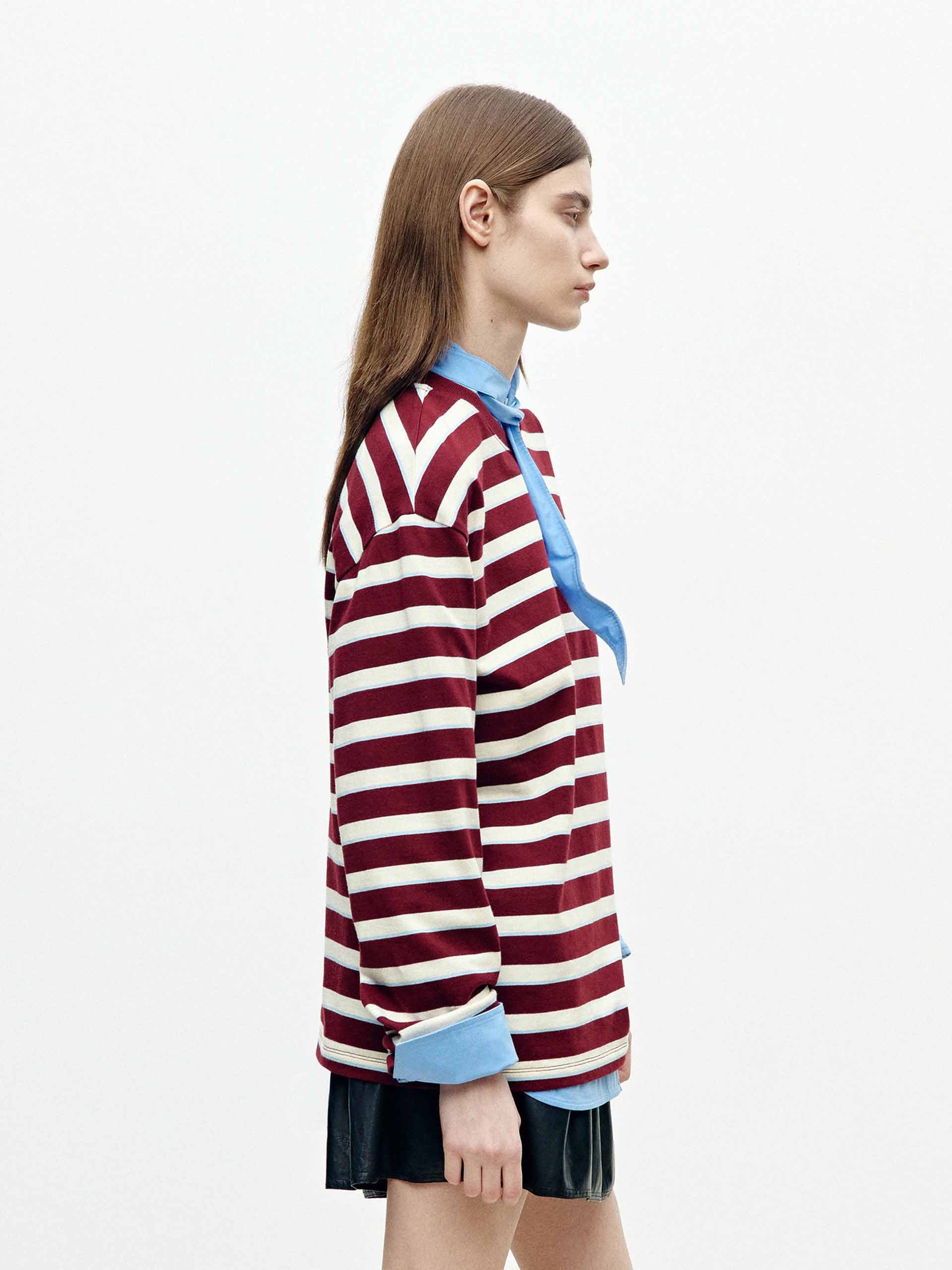 Red Striped Cotton T-shirt - Image 3