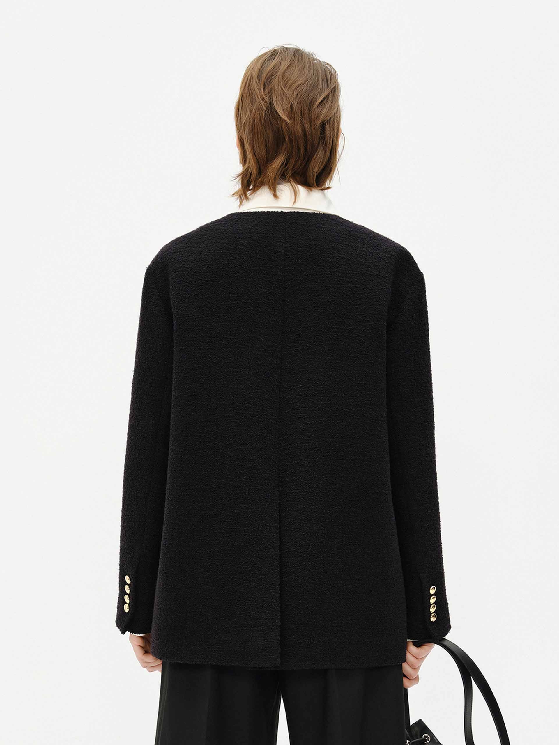 Regular Collarless Coat - Image 3