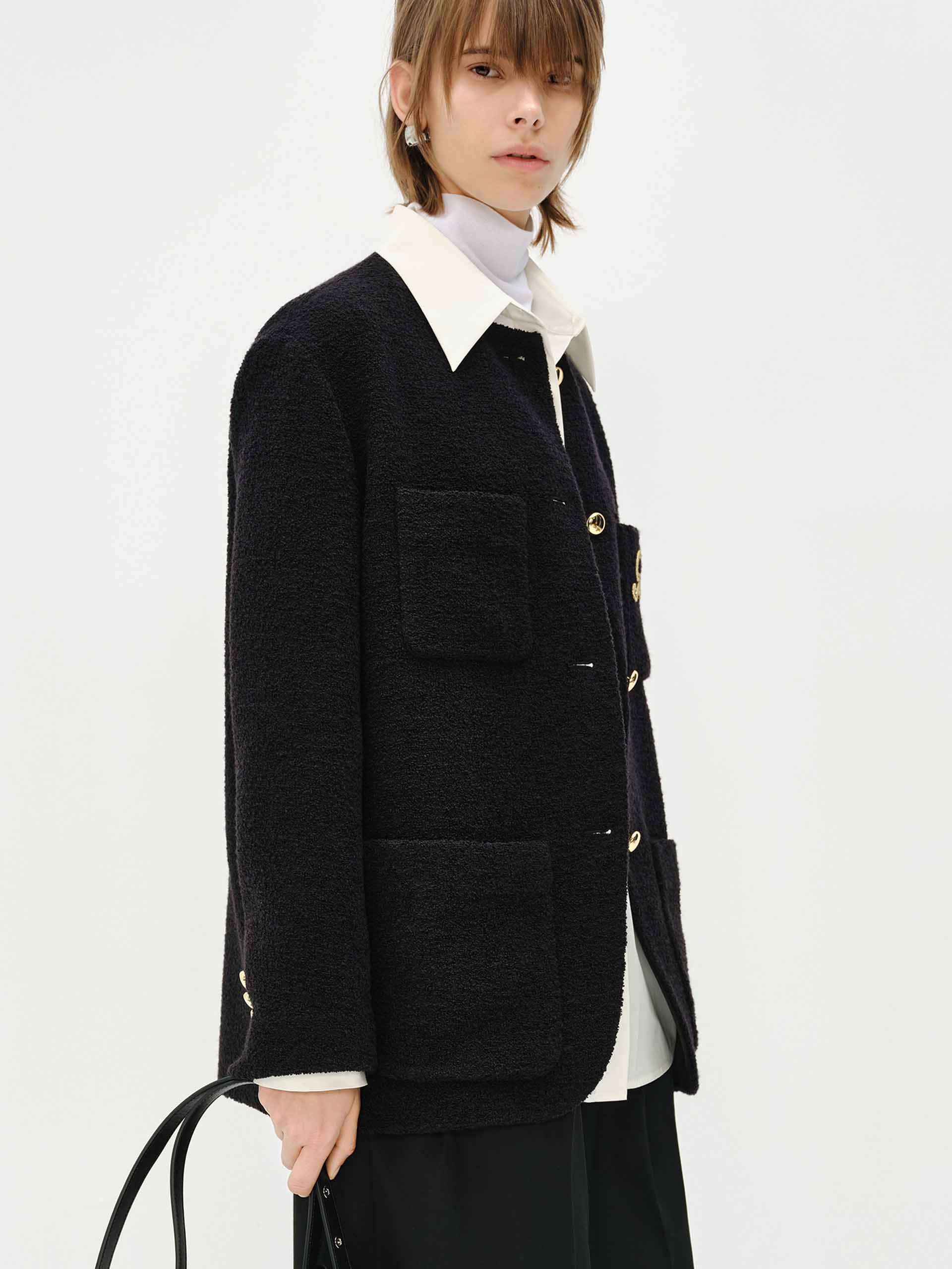 Regular Collarless Coat - Image 8