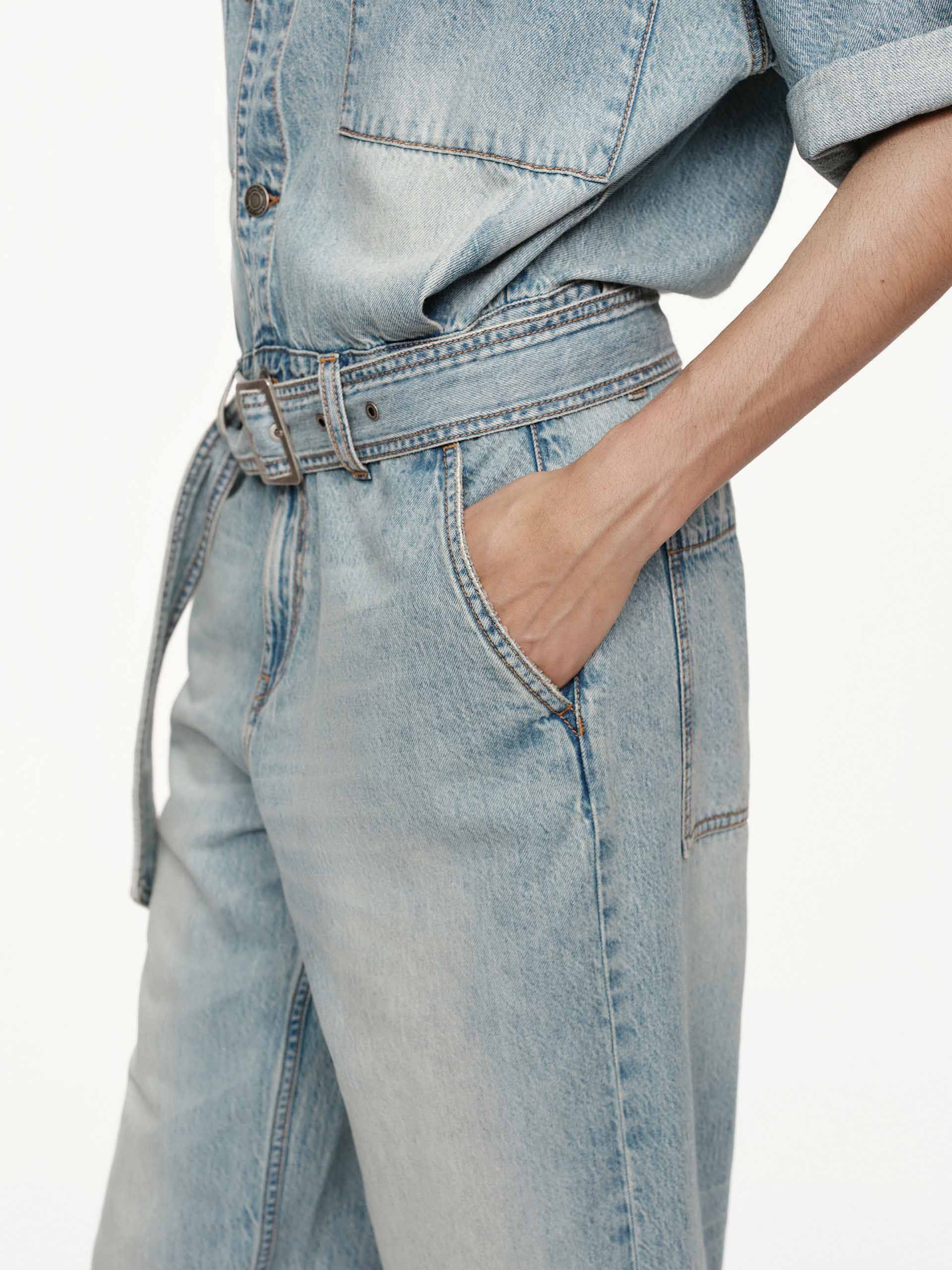 Relaxed Cotton Denim Jumpsuit - Image 8