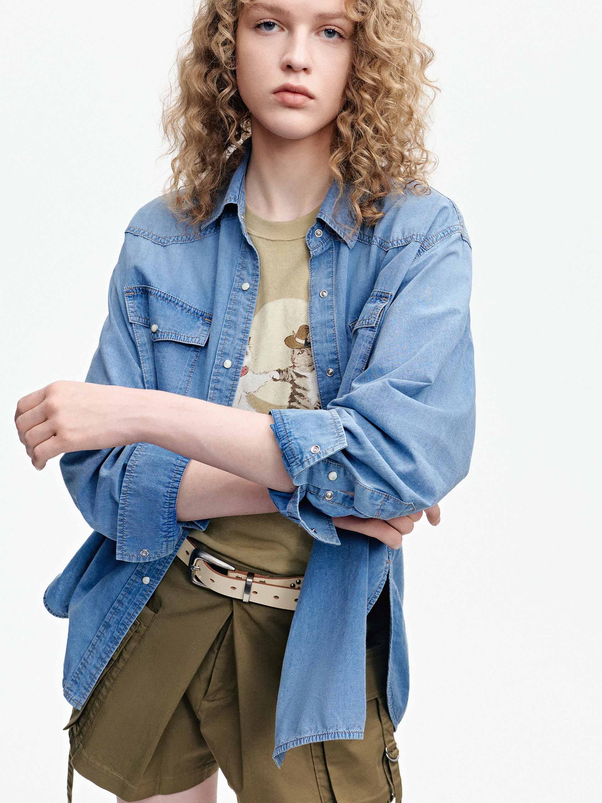 Relaxed Cotton Denim Shirt - Image 8