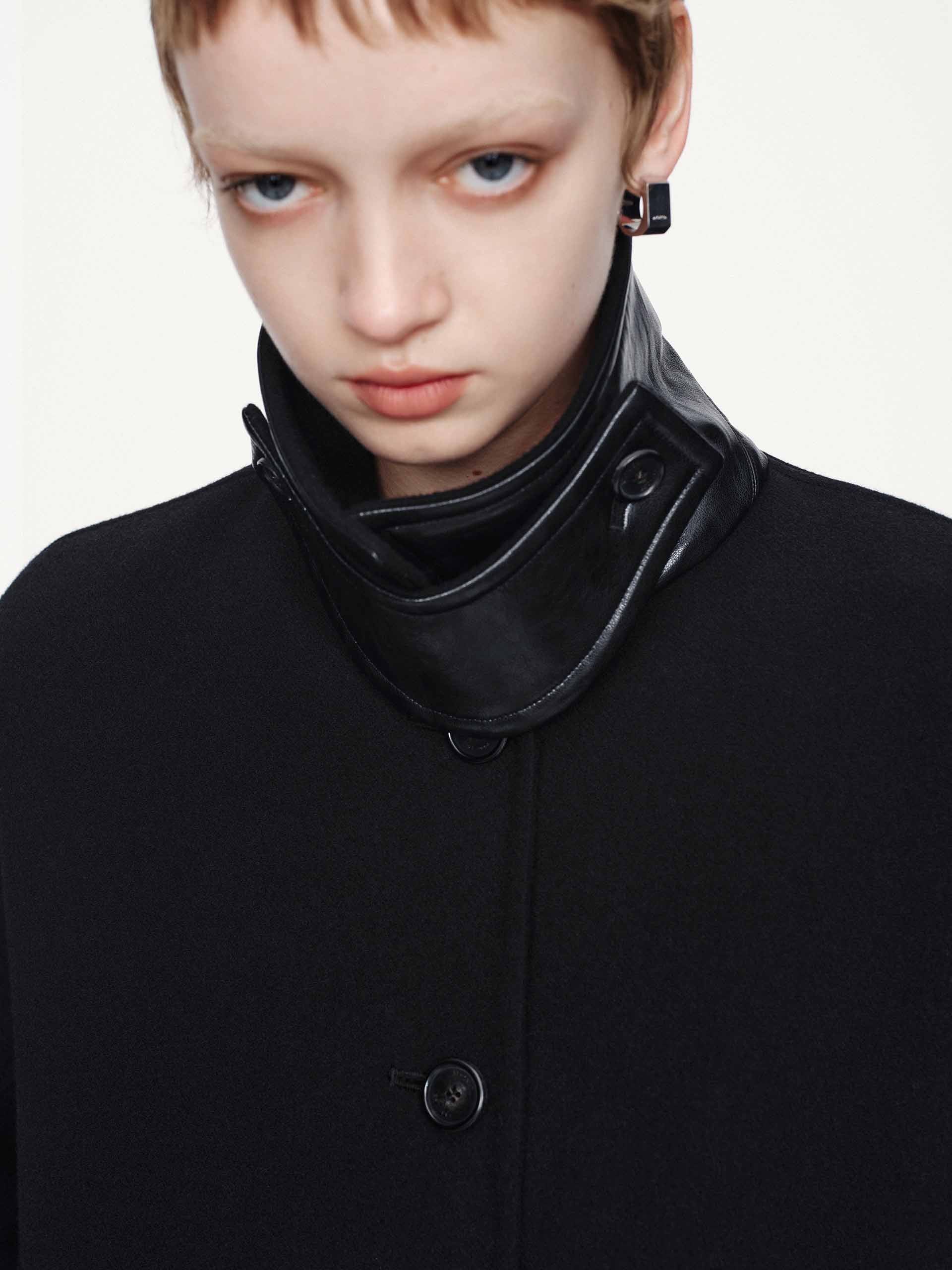 Removable Collar Wool Coat - Image 8