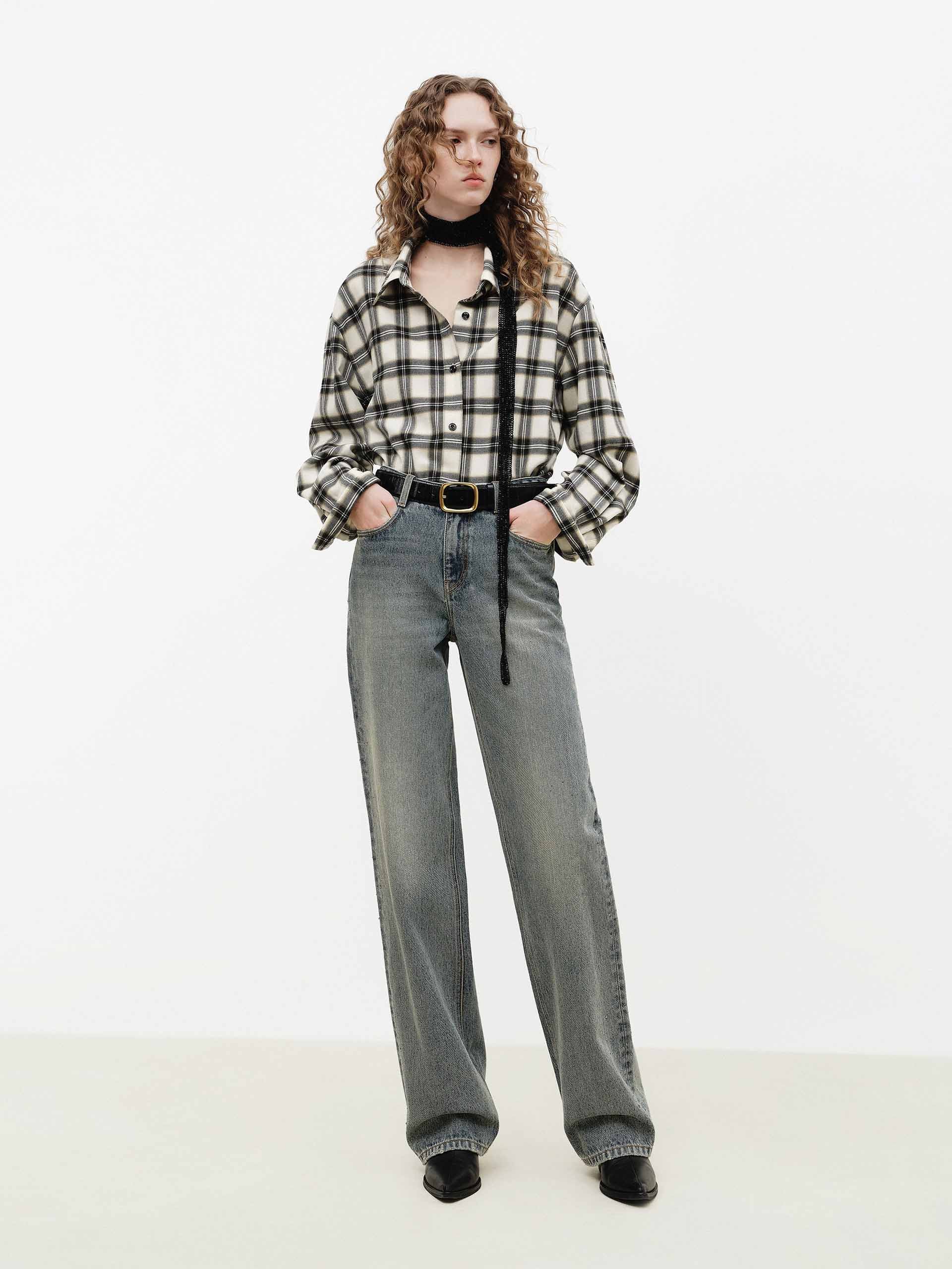 Rhinestone Detail Cotton Jeans - Image 2
