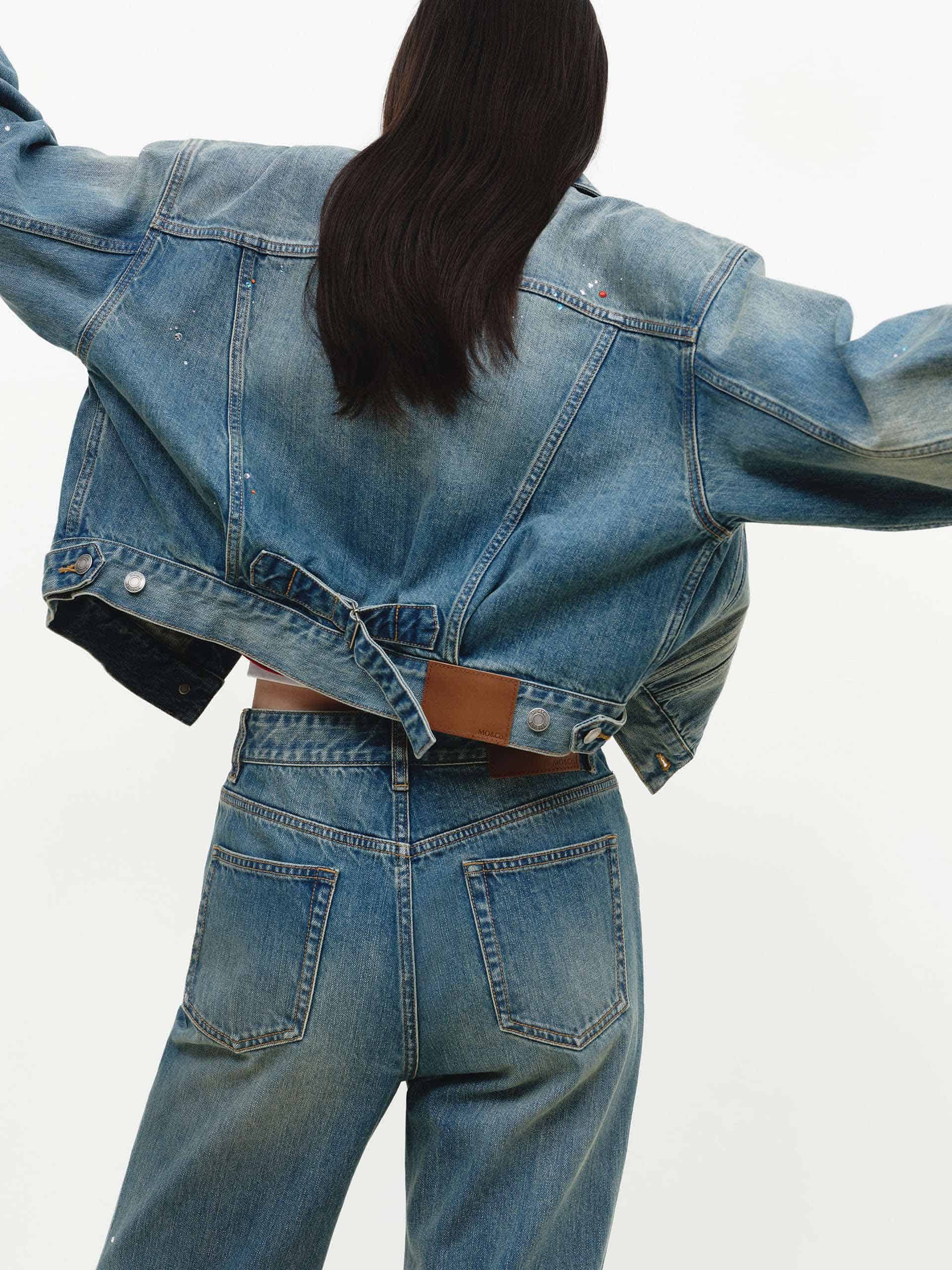 Rhinestone Detail Denim Jacket - Image 3