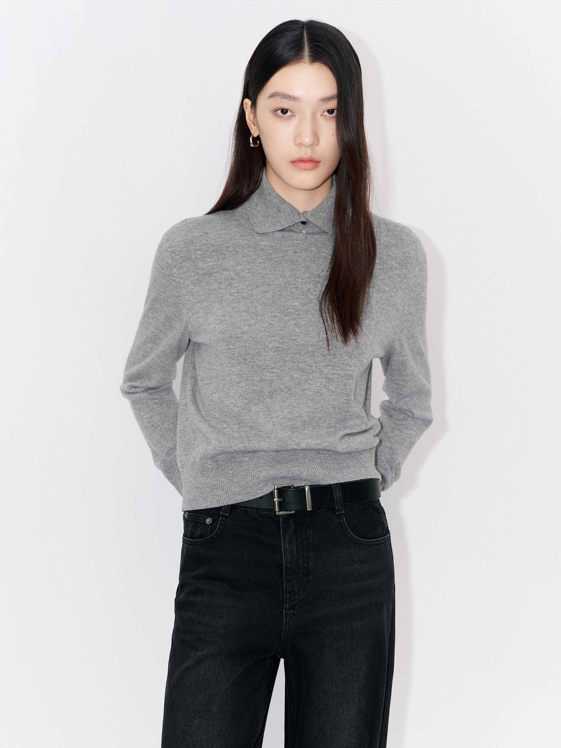 Ribbed Collar Knitted Sweater - Image 21