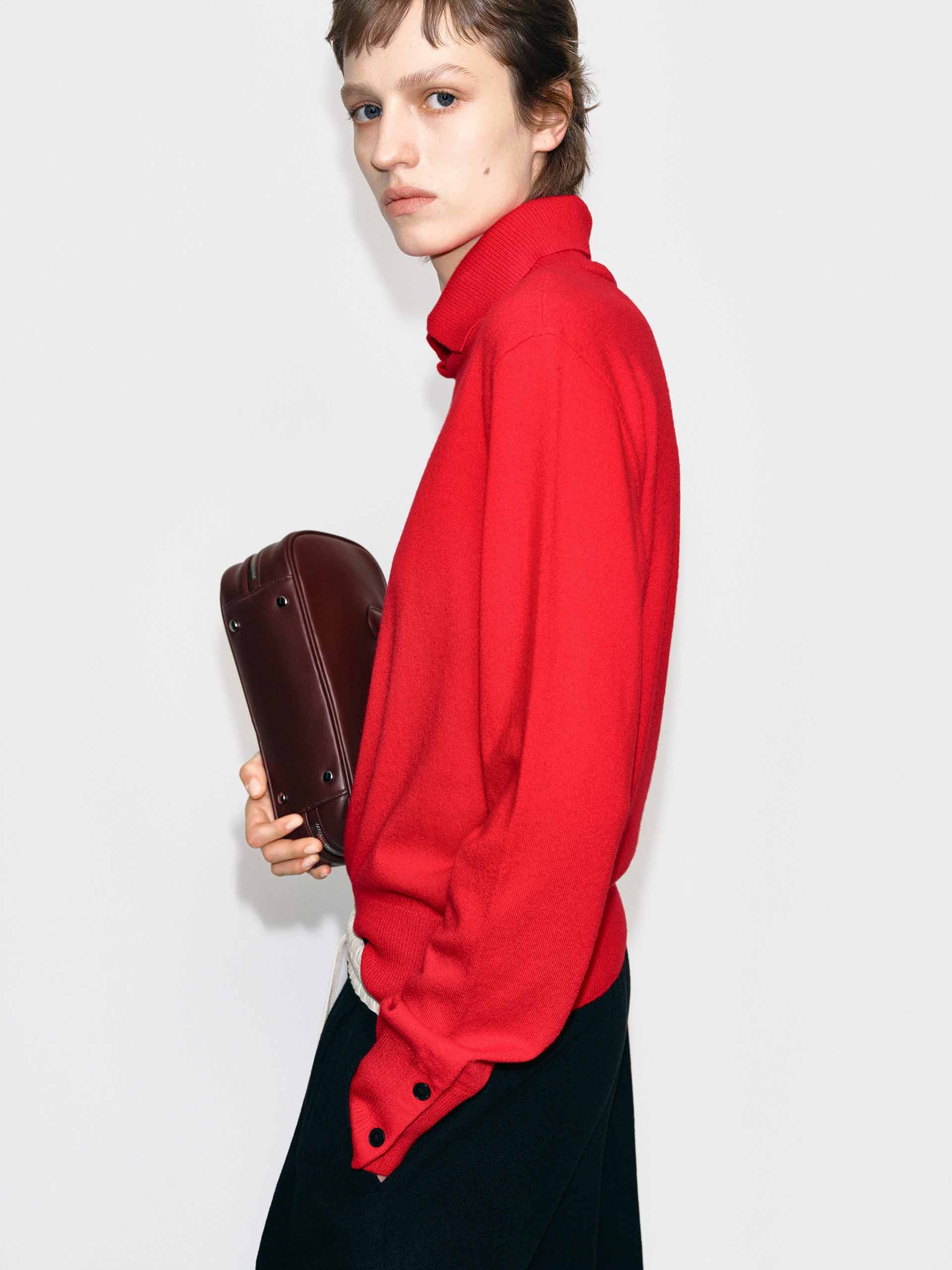 Ribbed Collar Knitted Sweater - Image 3