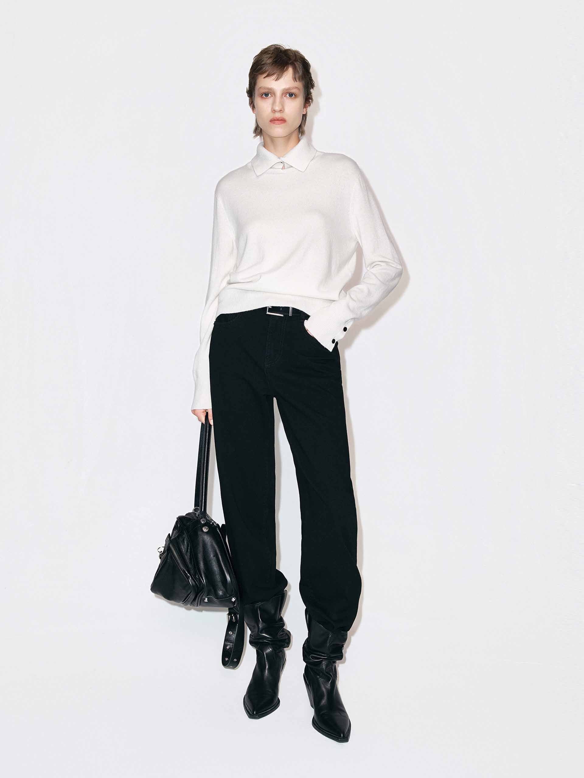 Ribbed Collar Knitted Sweater - Image 9