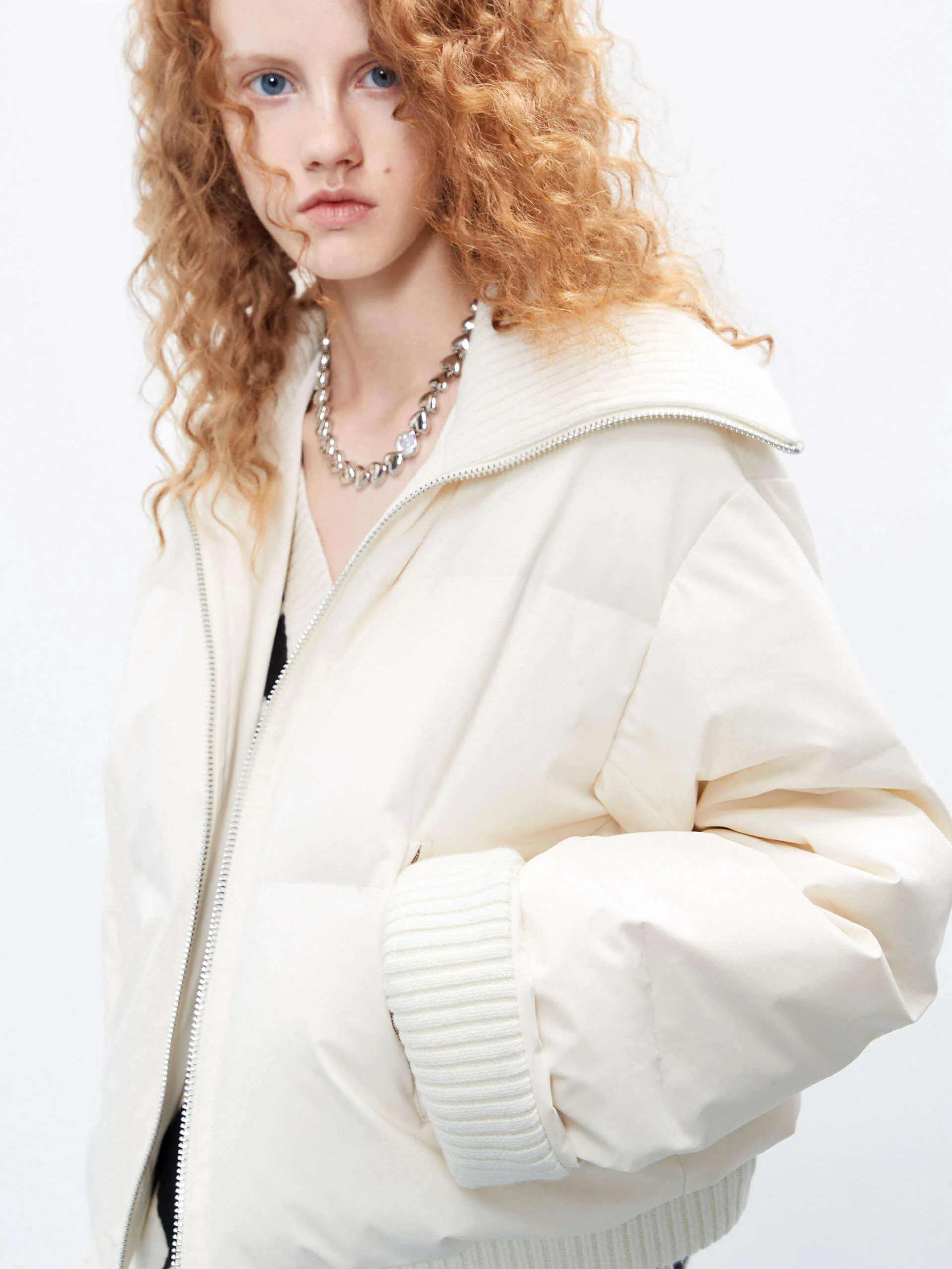 Ribbed Trim Shell Down Jacket - Image 3