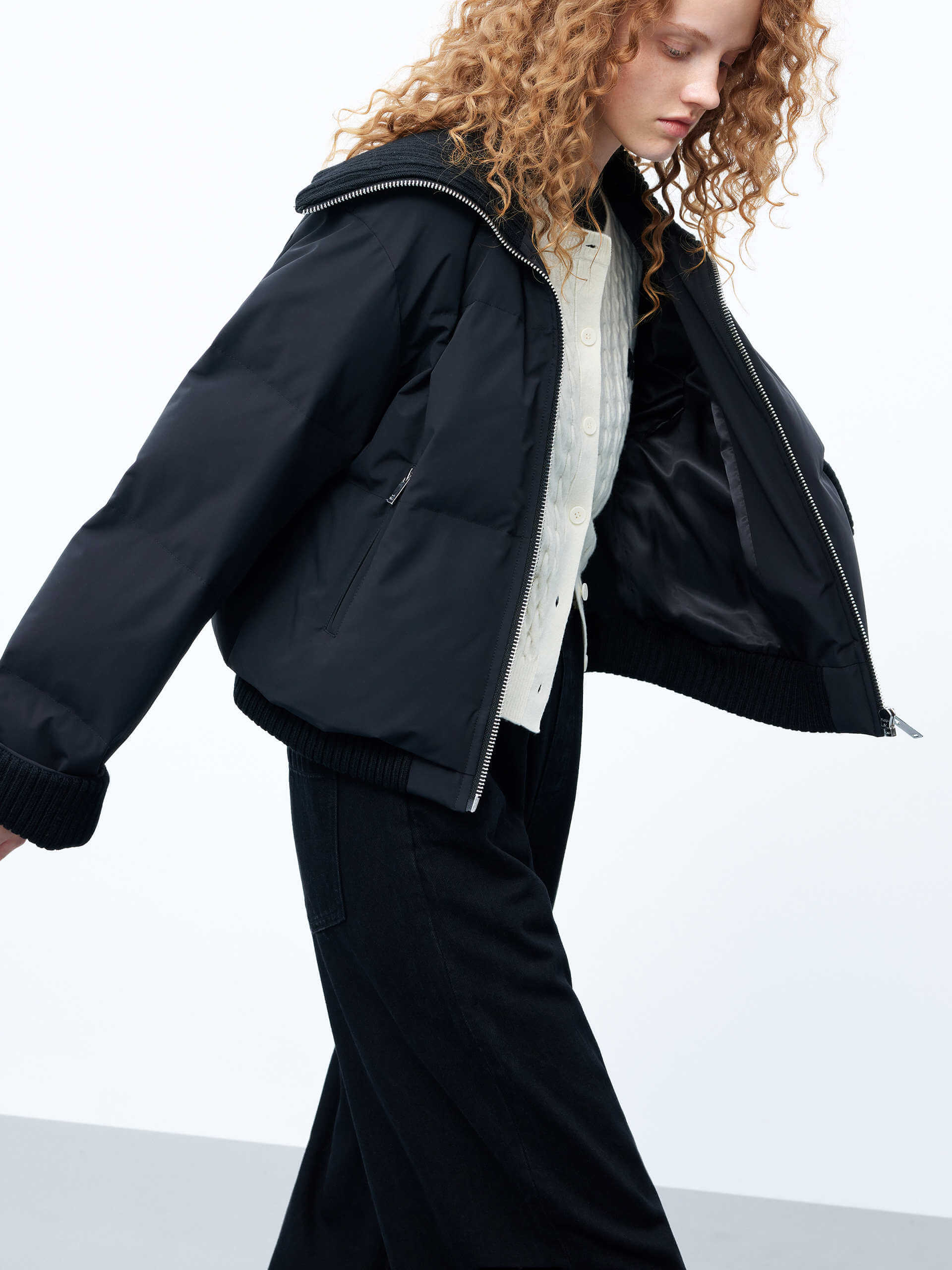 Ribbed Trim Shell Down Jacket - Image 9