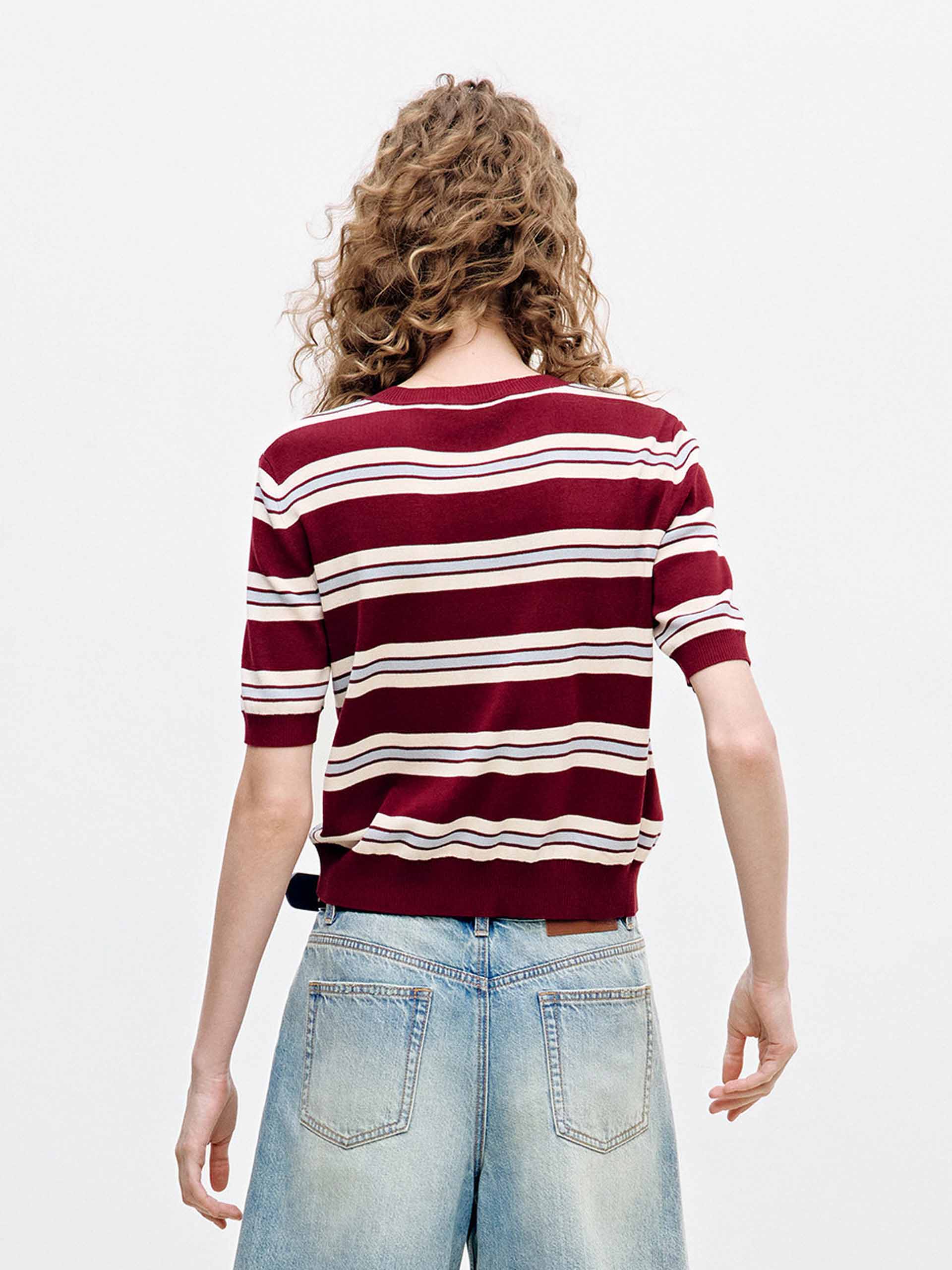 Ribbed Trim Striped Cardigan - Image 3