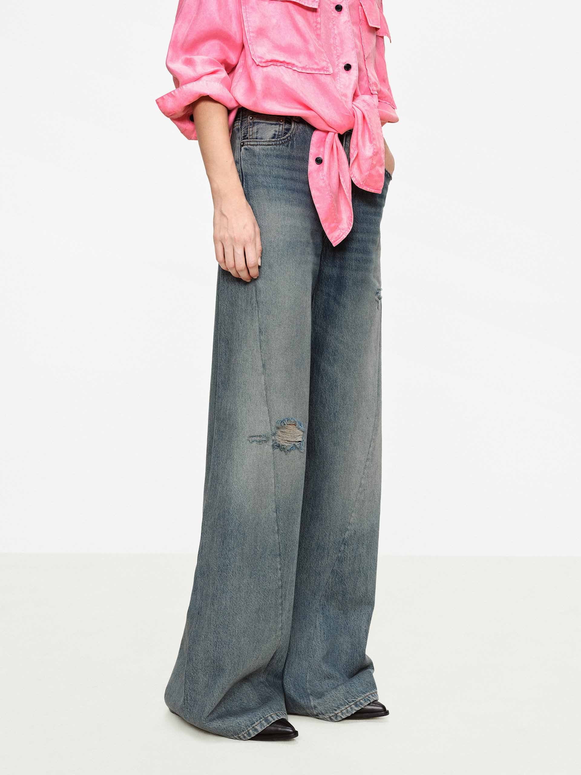 Ripped Cotton Blend Jeans - Image 4