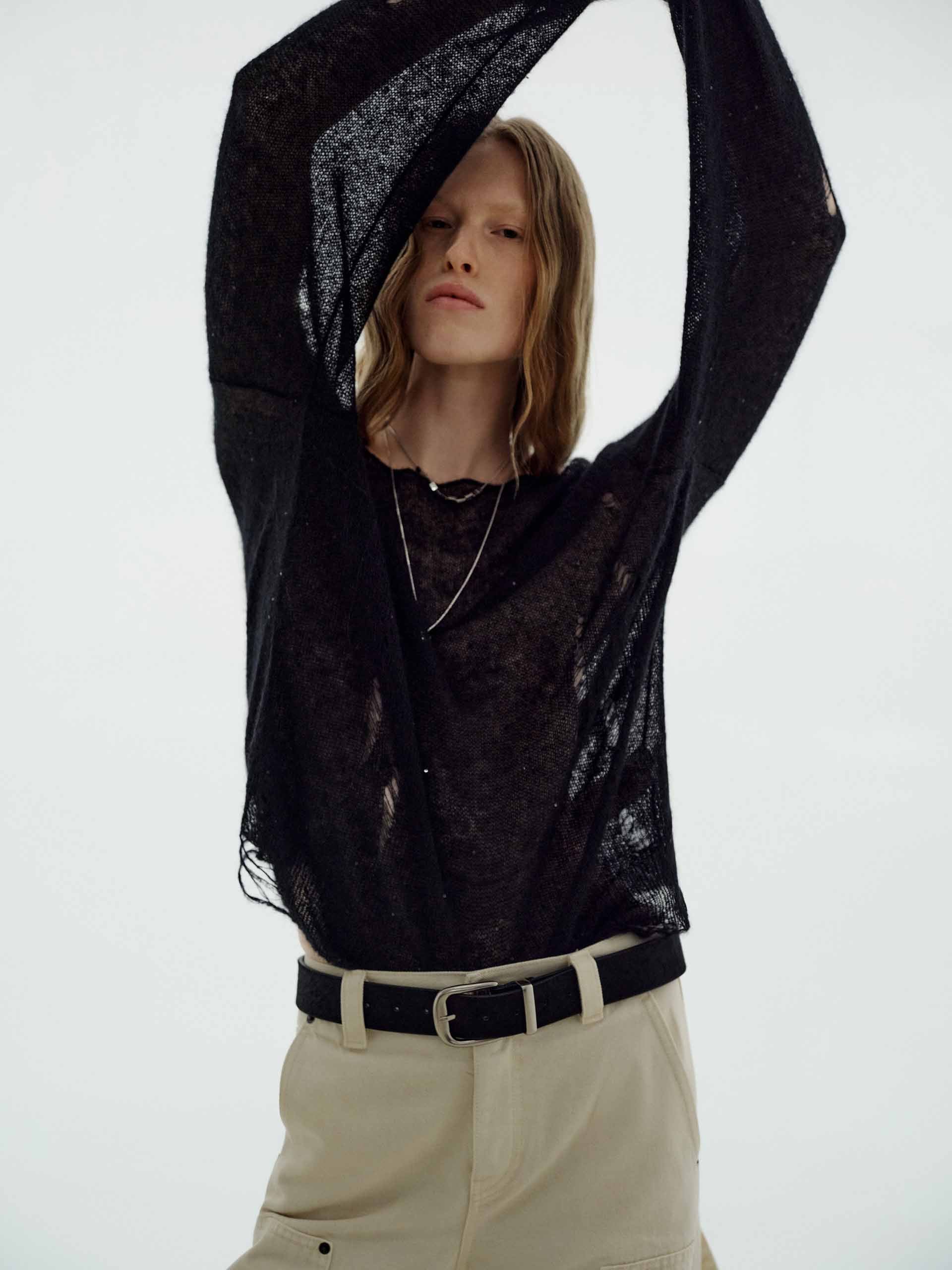 Ripped Detail Sequin Sweater - Image 15