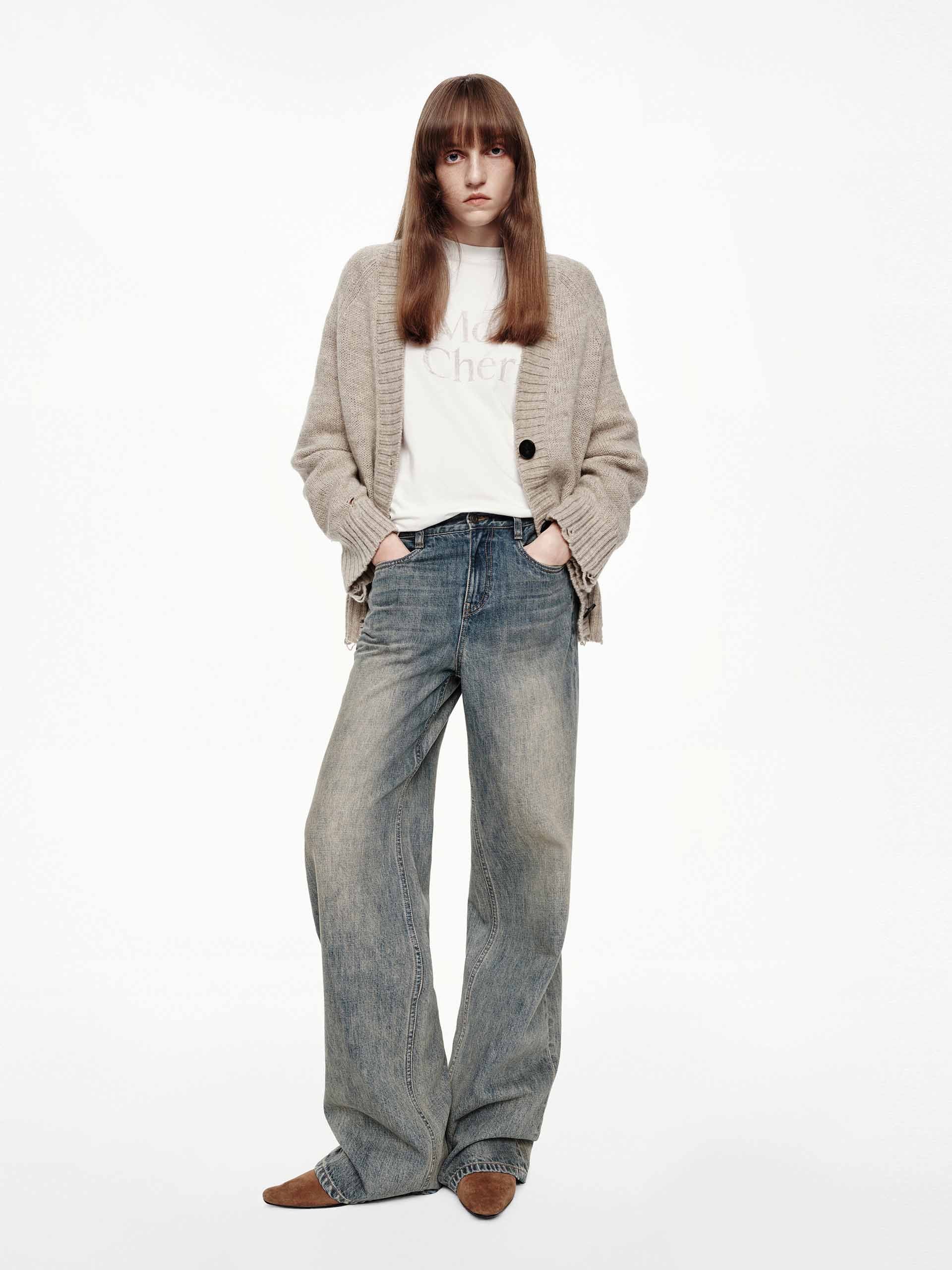 Ripped Detail Wool Cardigan - Image 2