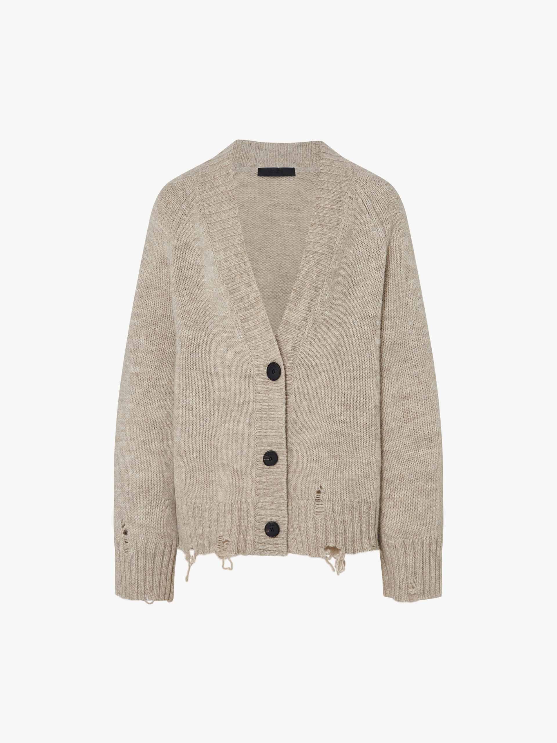 Ripped Detail Wool Cardigan - Image 5