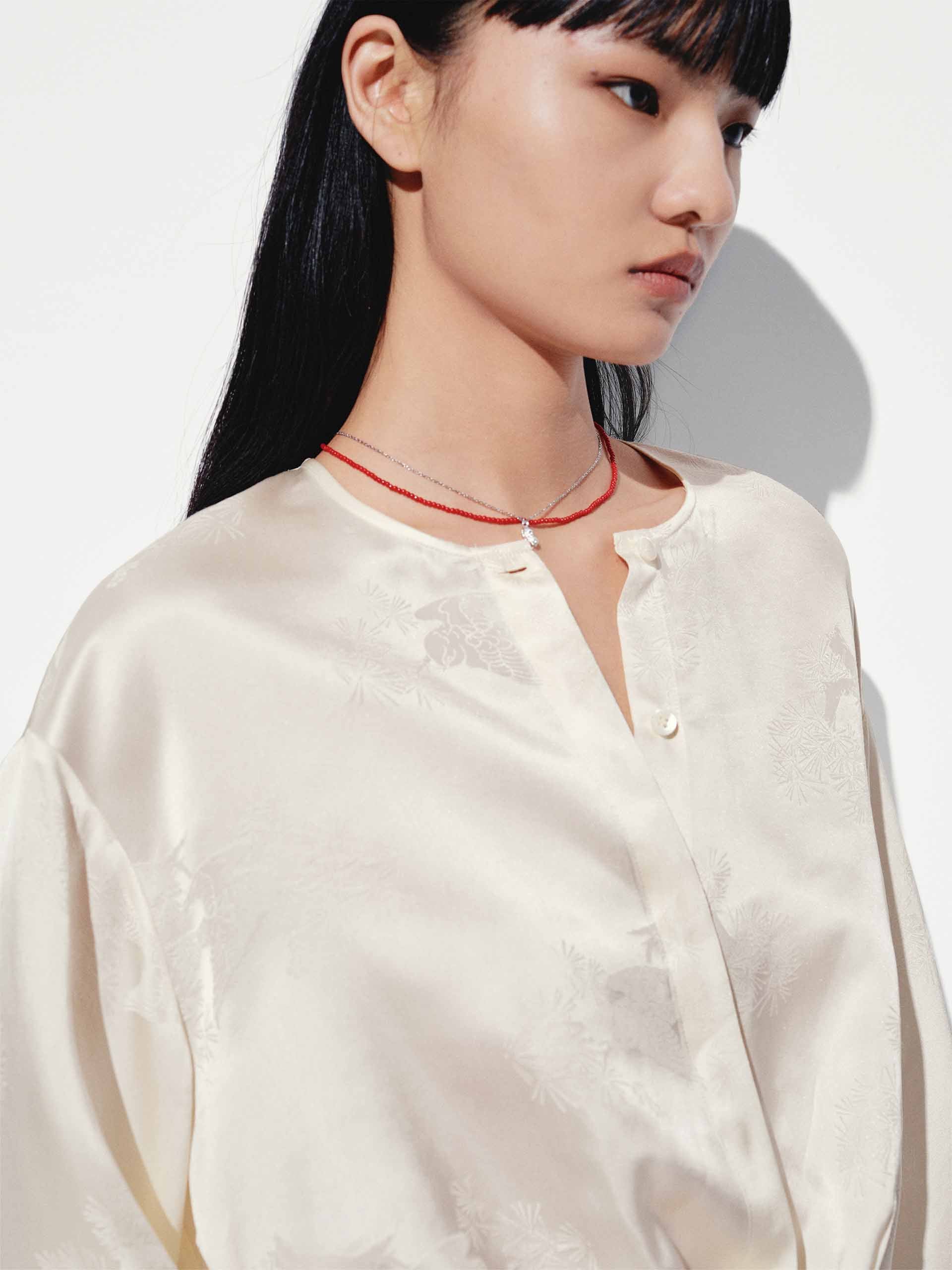 Round Neck Satin Blouse - Image 6