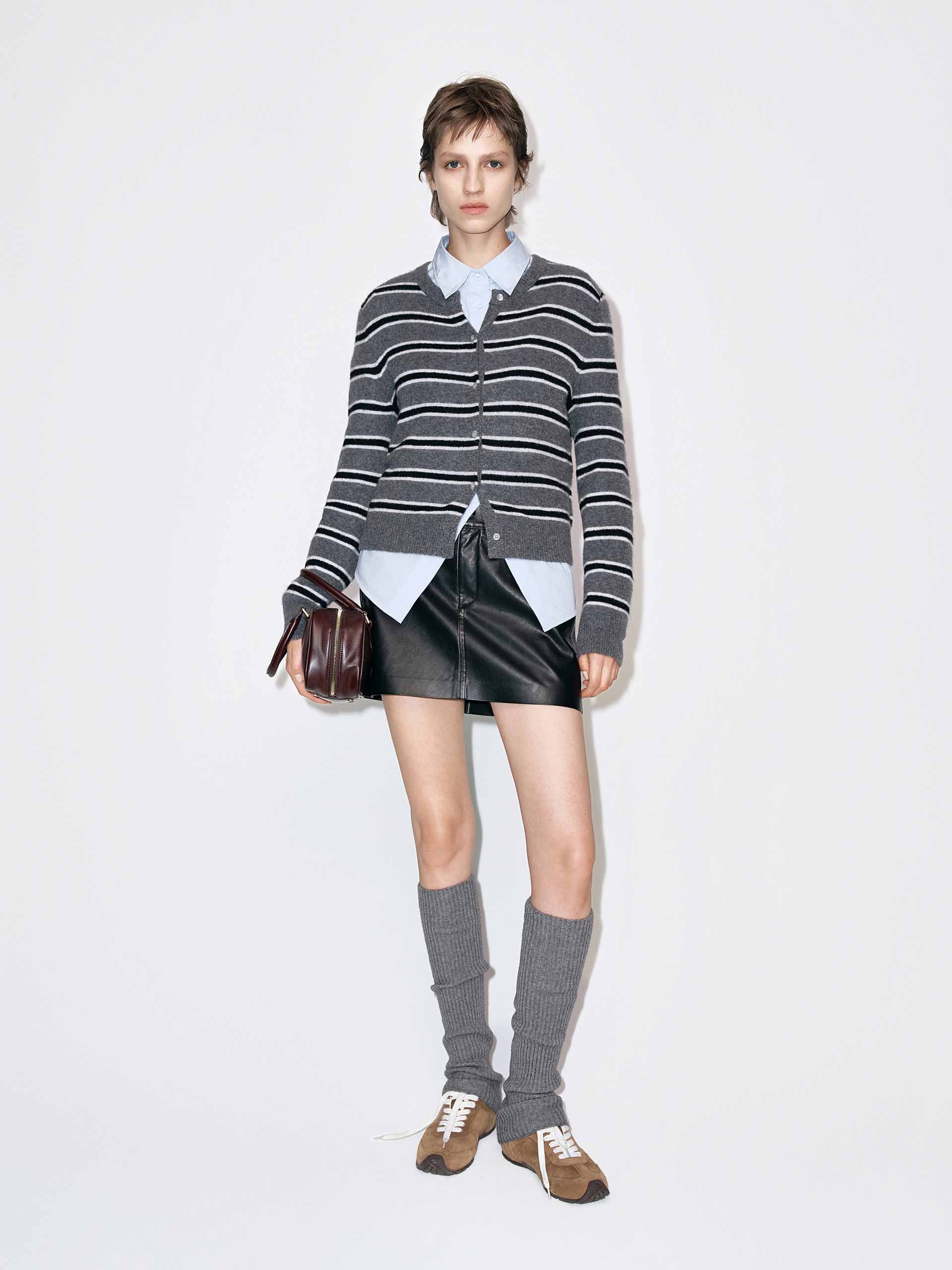 Round Neck Stripe Cardigan - Image 2