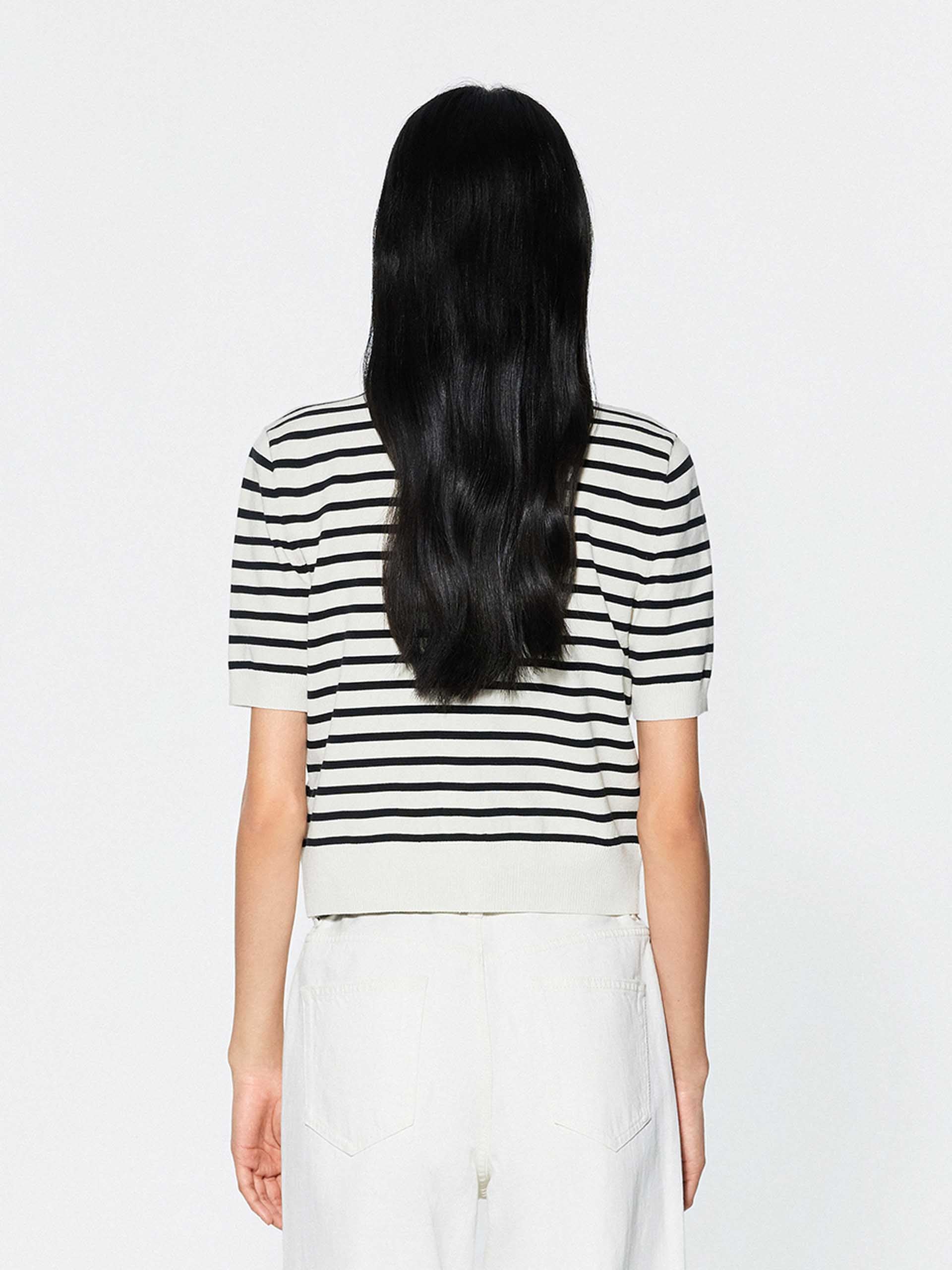 Round Neck Striped Cardigan - Image 6