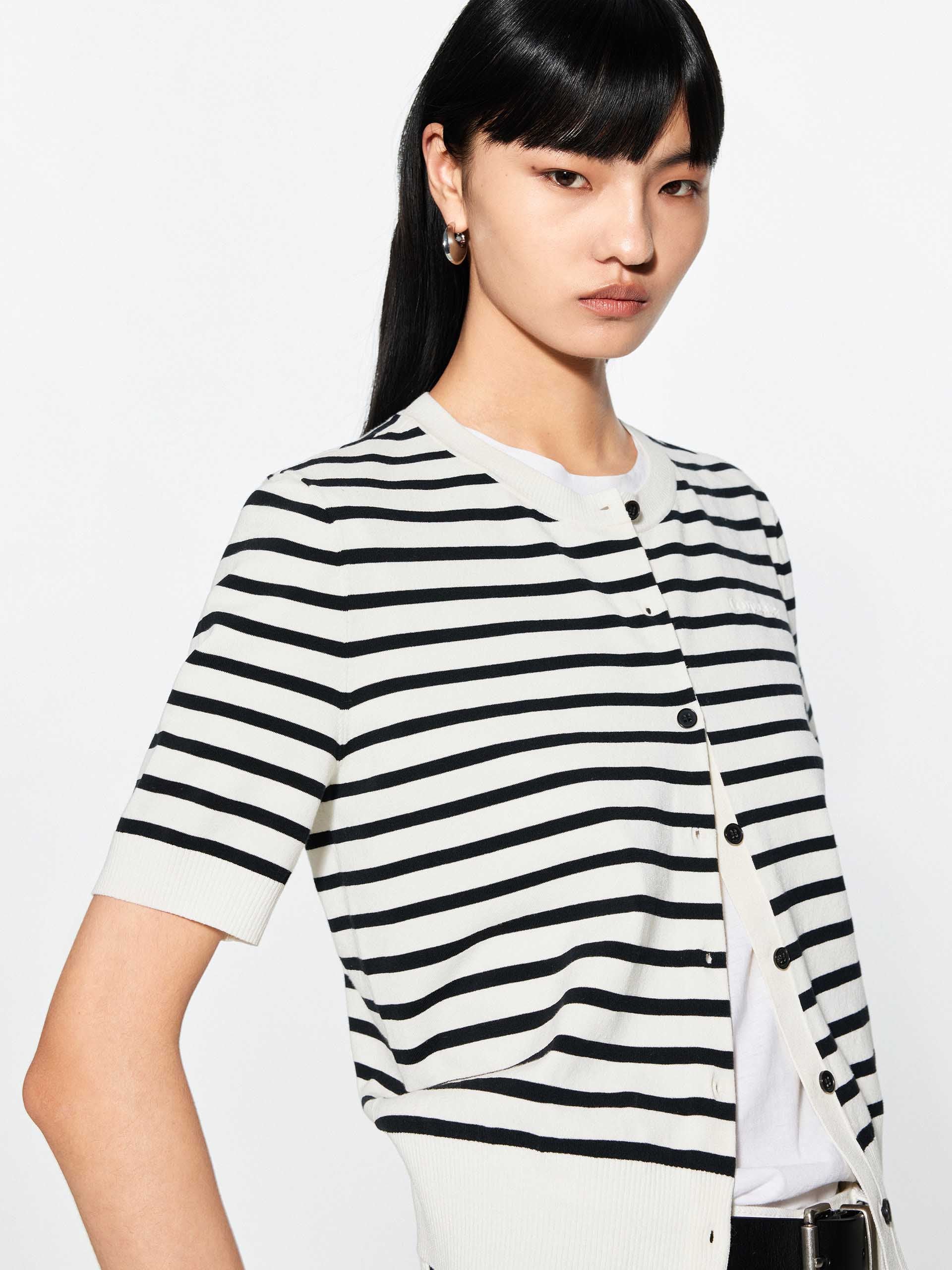 Round Neck Striped Cardigan - Image 7