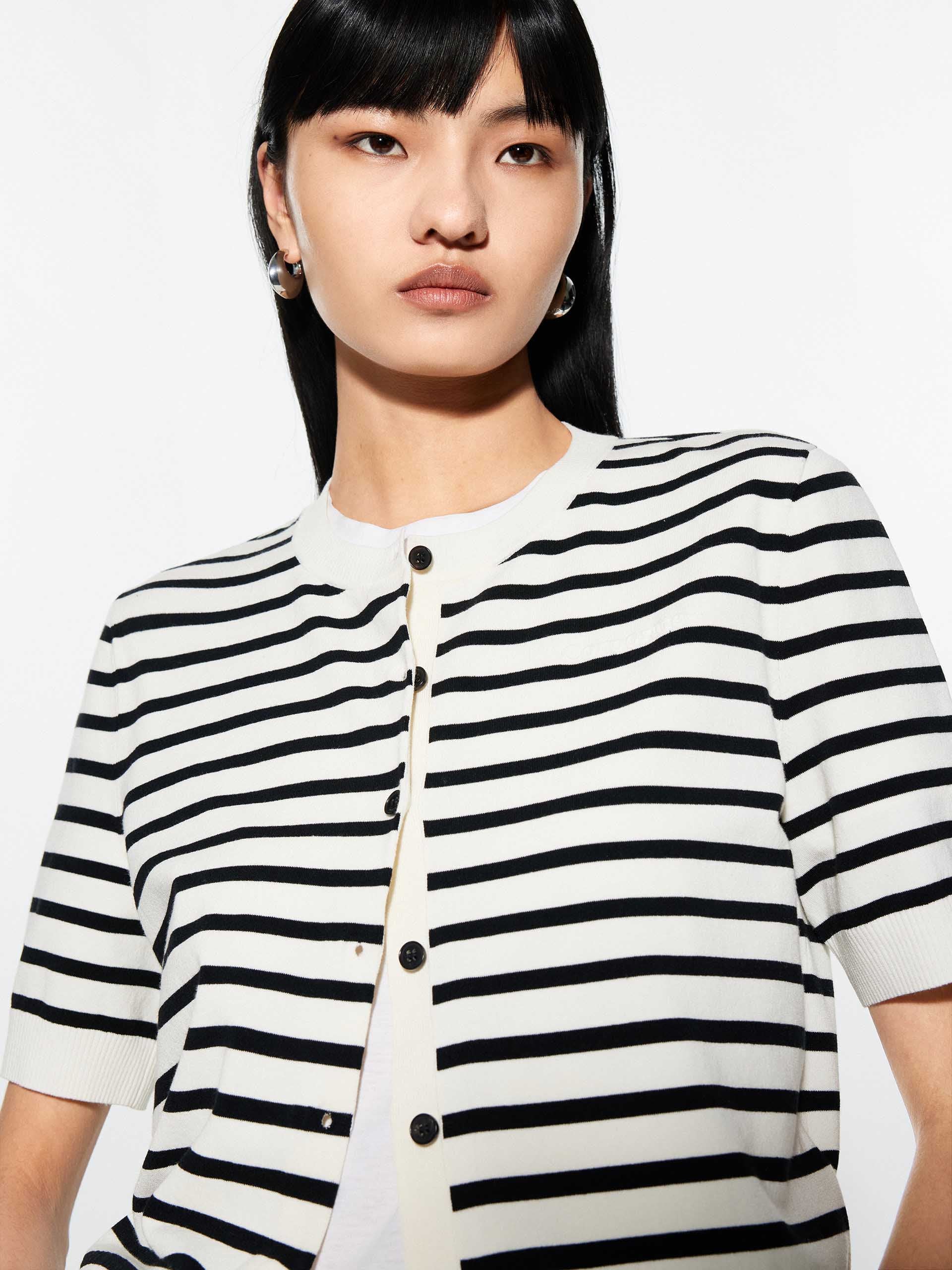Round Neck Striped Cardigan - Image 8