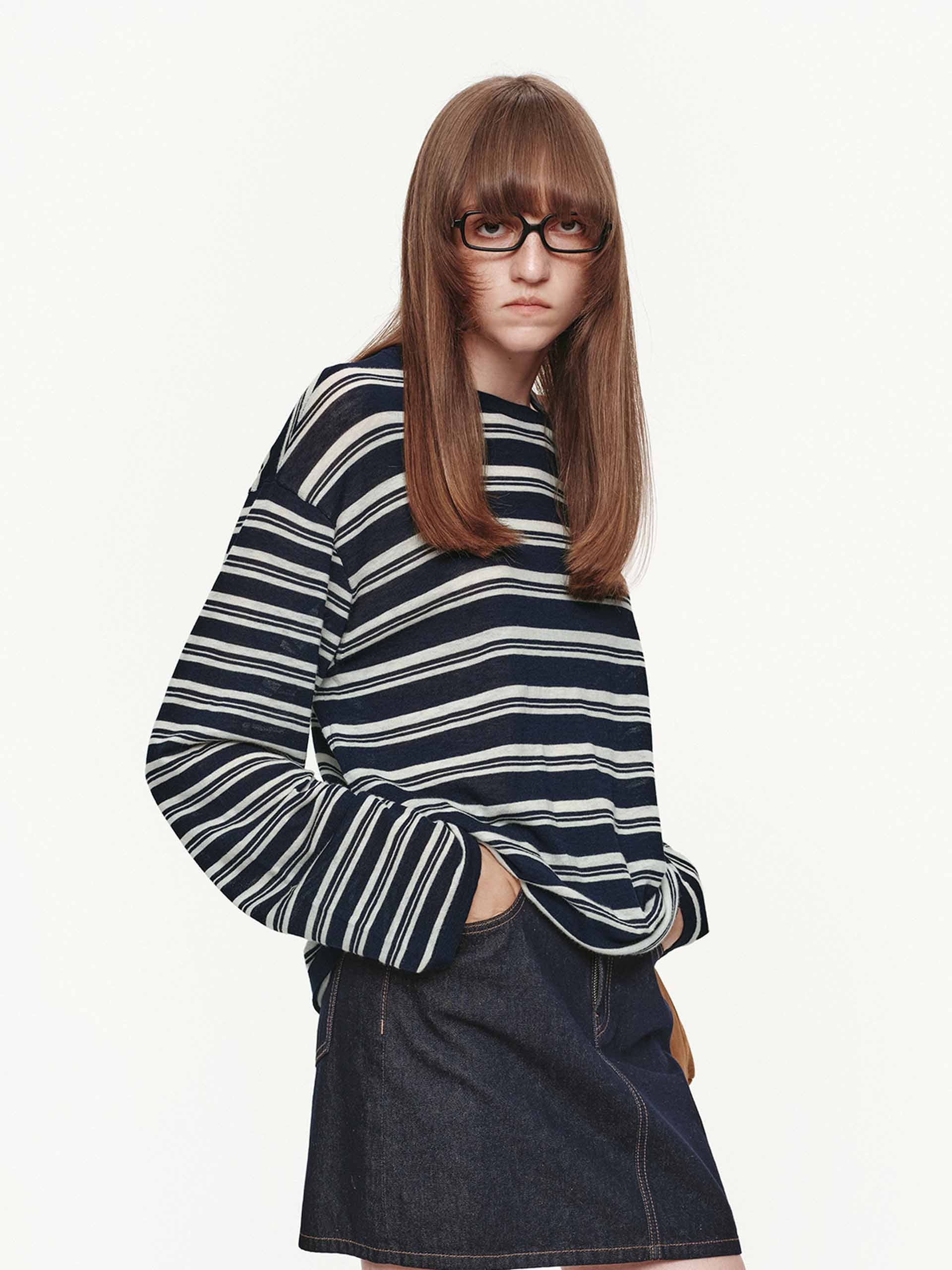 Round Neck Striped Sweater - Image 3