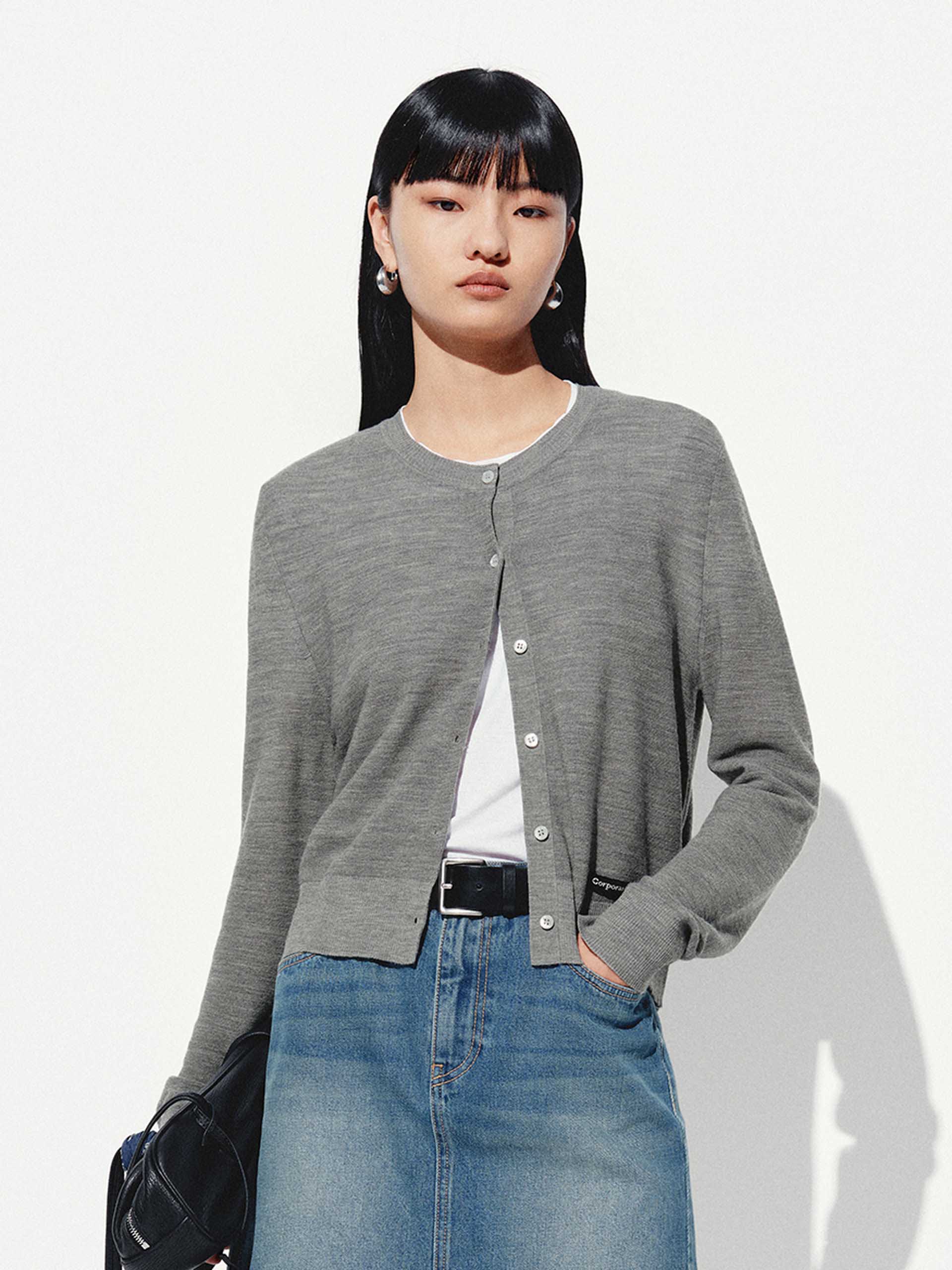 Round Neck Wool Cardigan - Image 7