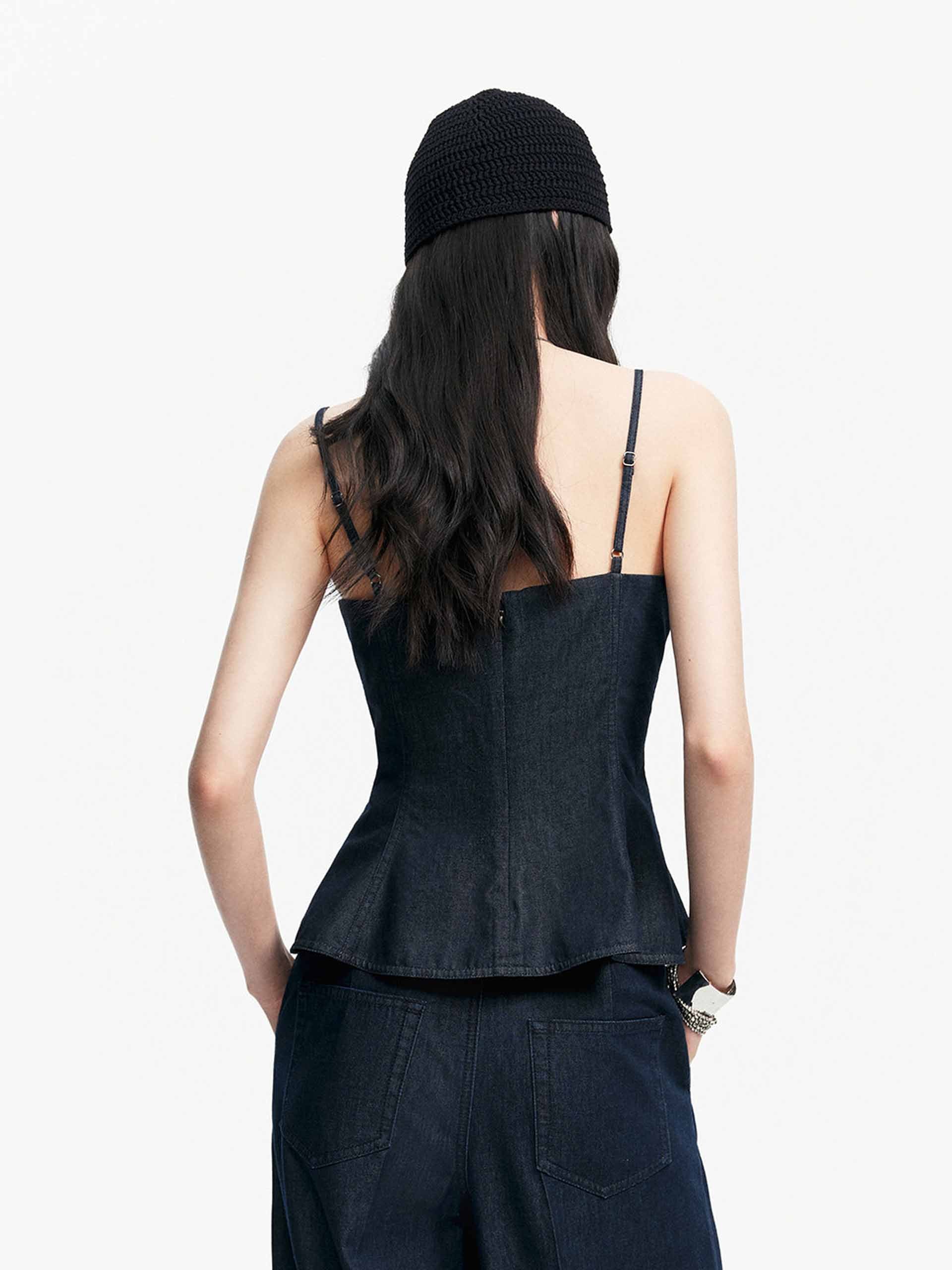 Ruffle Hem Denim Top - Image 3