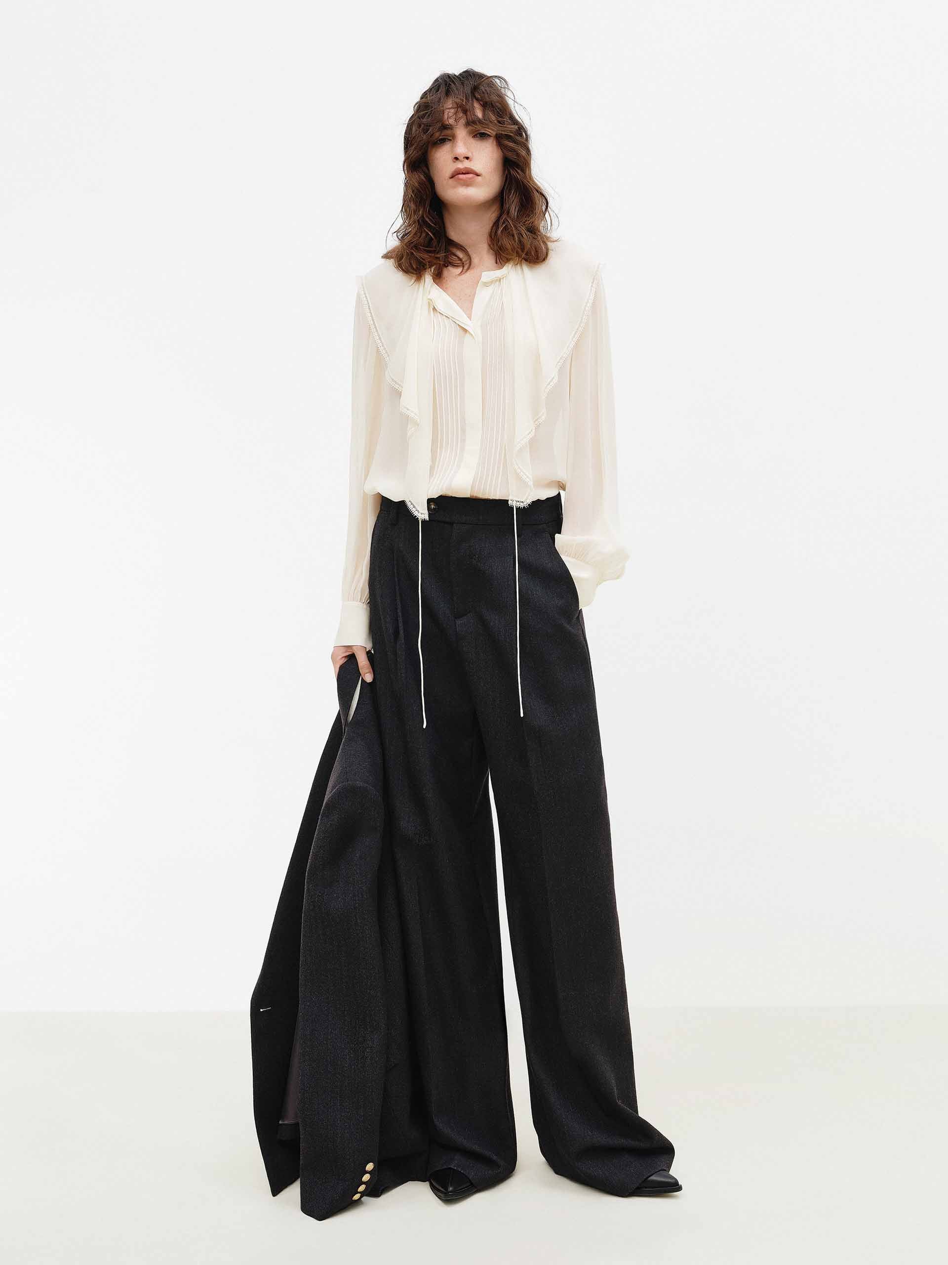 Ruffled Detail Tie Blouse - Image 2
