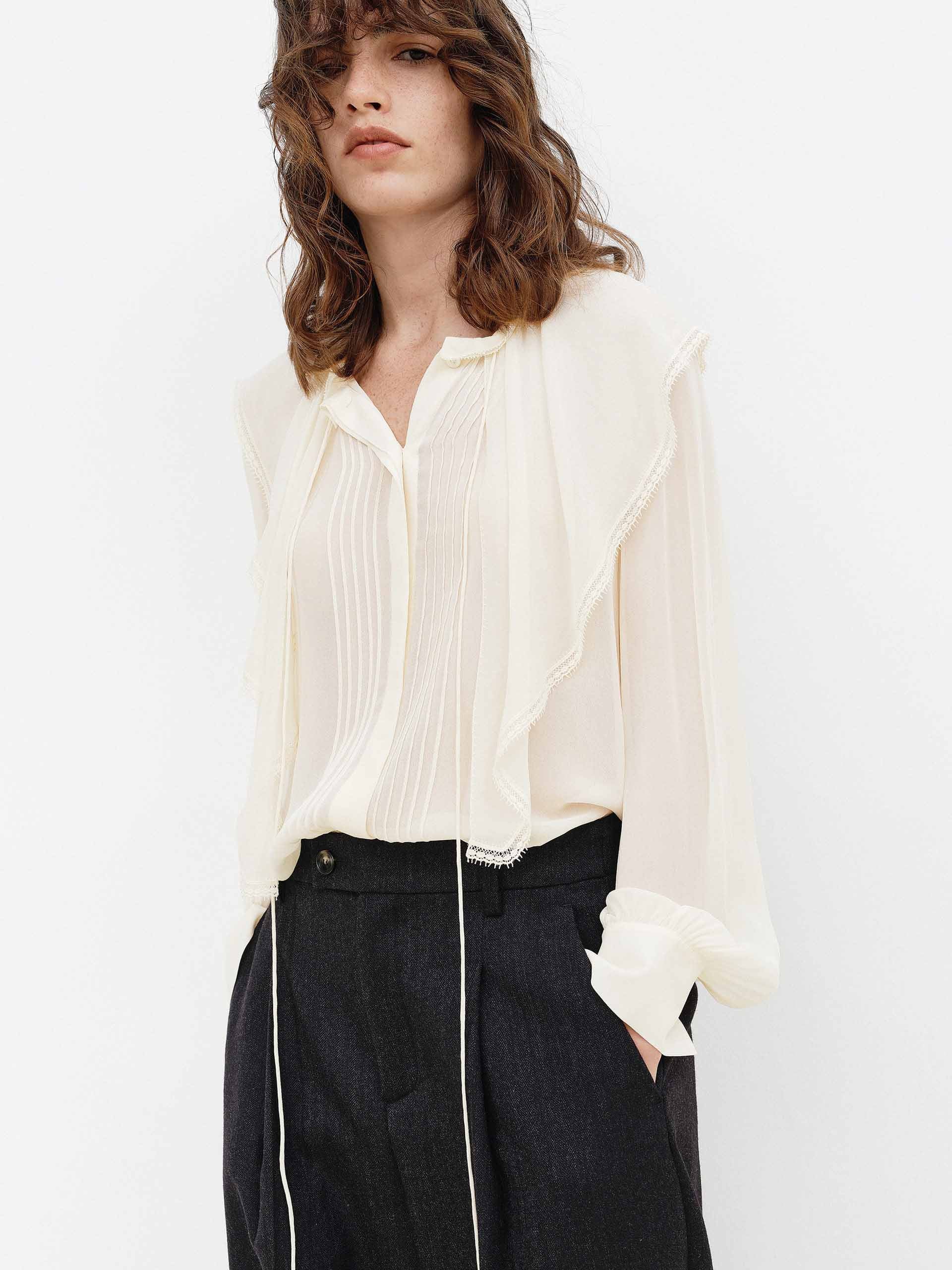 Ruffled Detail Tie Blouse - Image 3