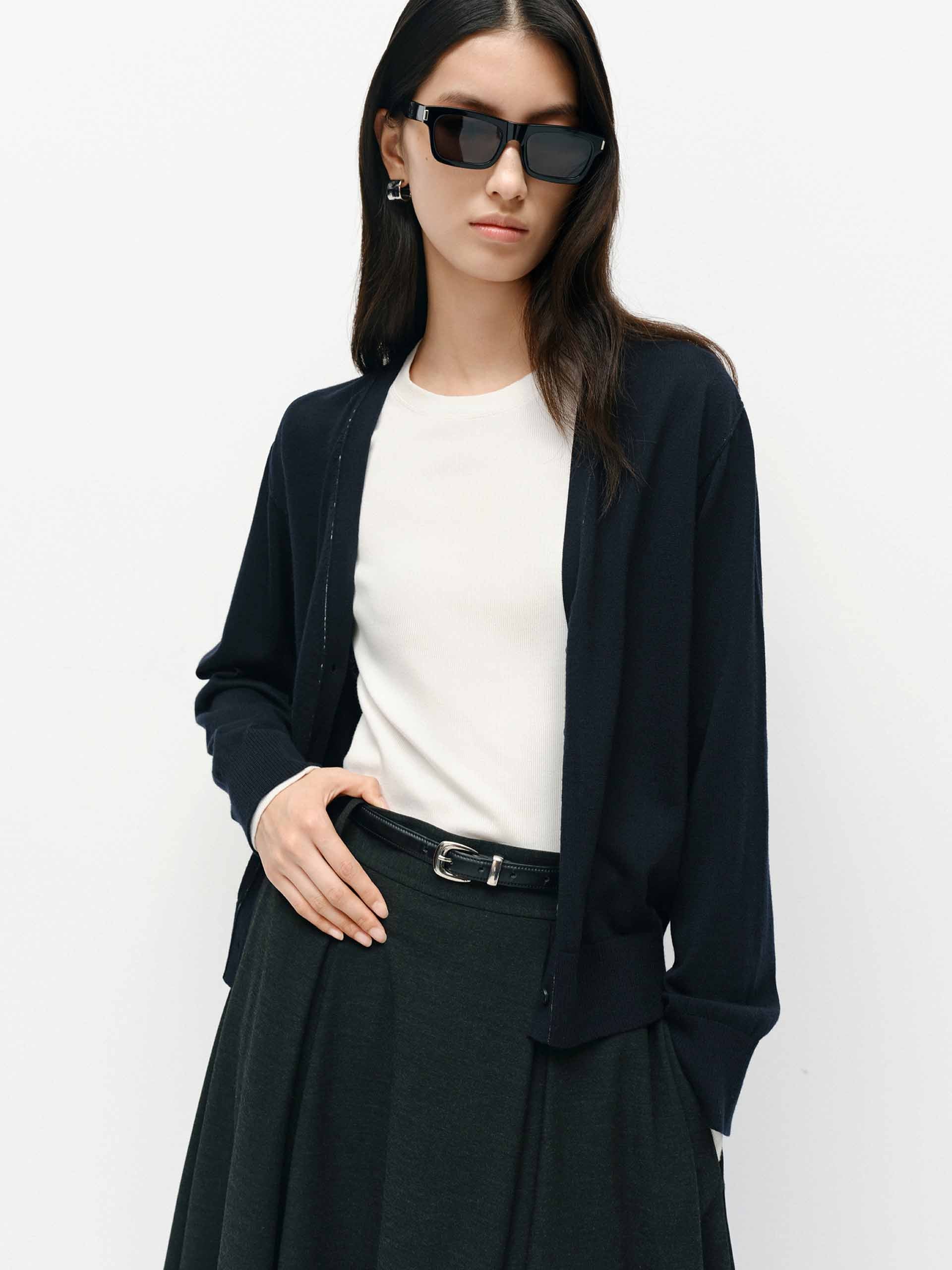 Seams Detail Wool Cardigan - Image 8