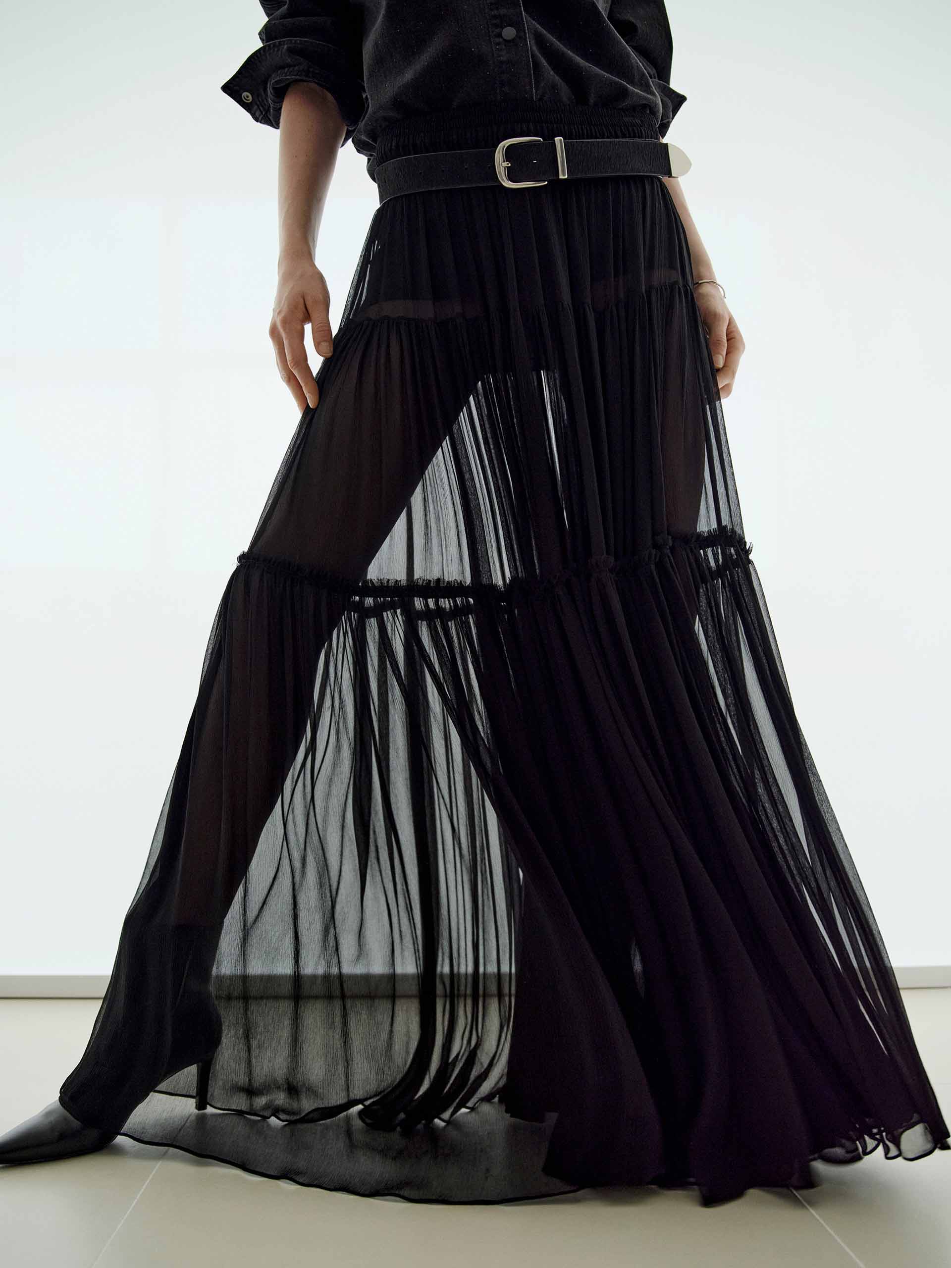 Semi-transparent Maxi Skirt - Image 3