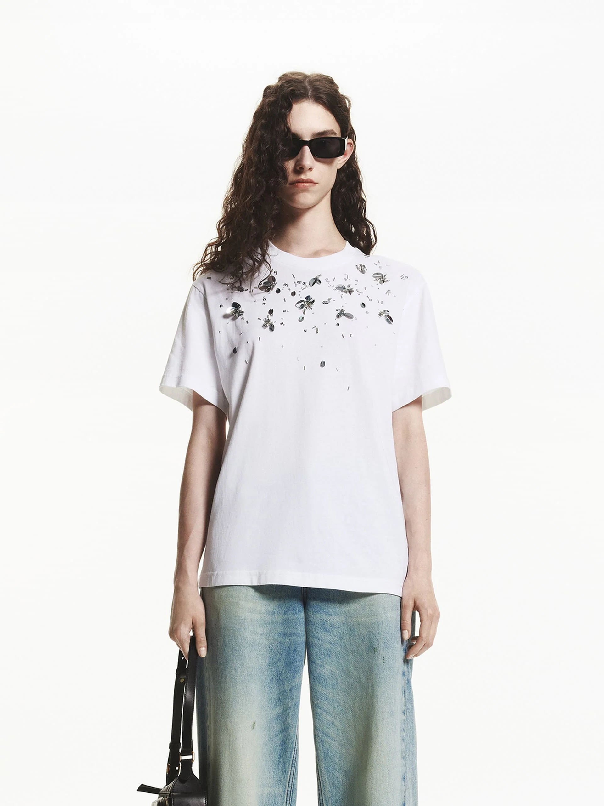 Sequin Detail Cotton T-shirt