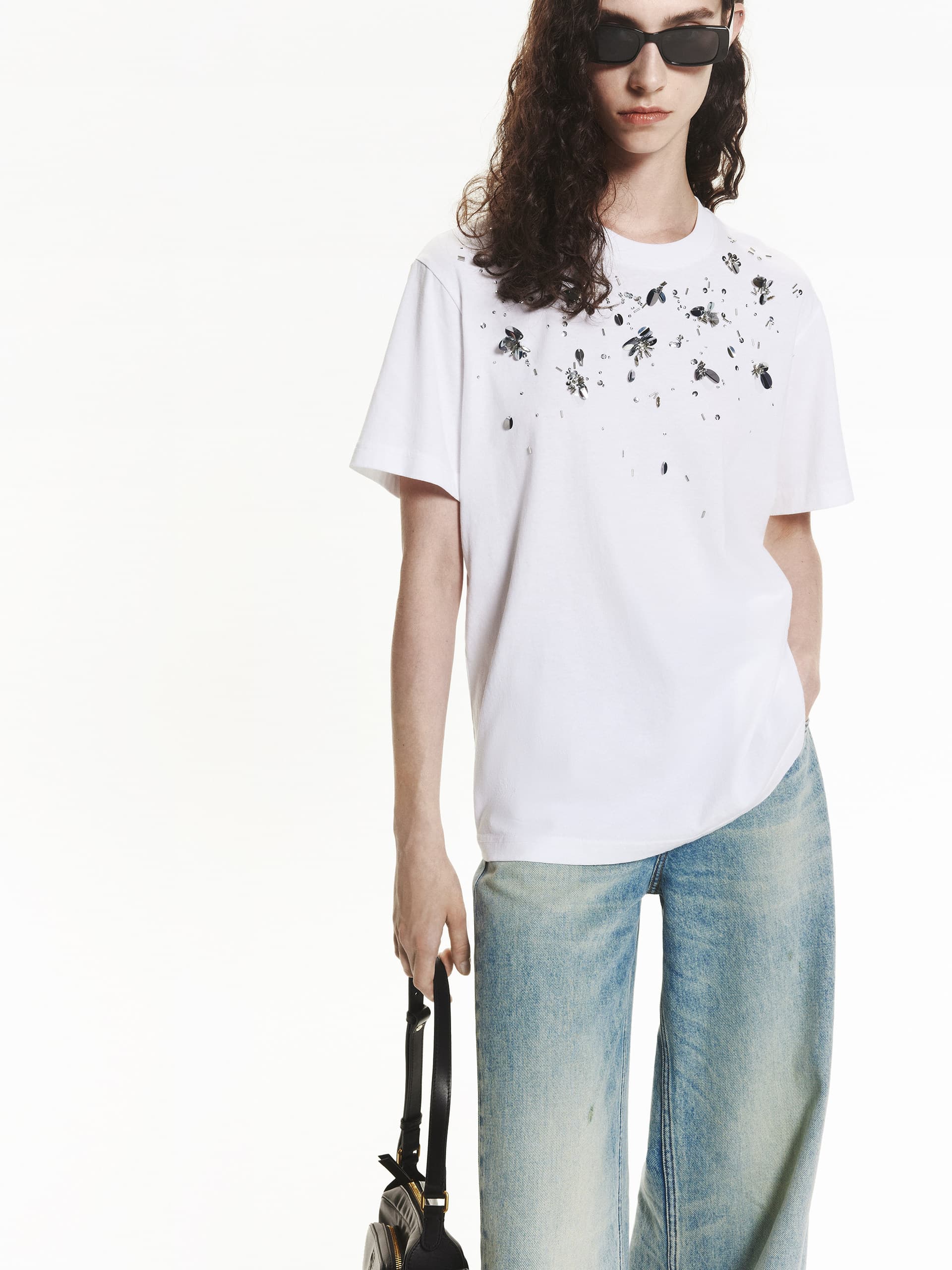 Sequin Detail Cotton T-shirt - Image 2