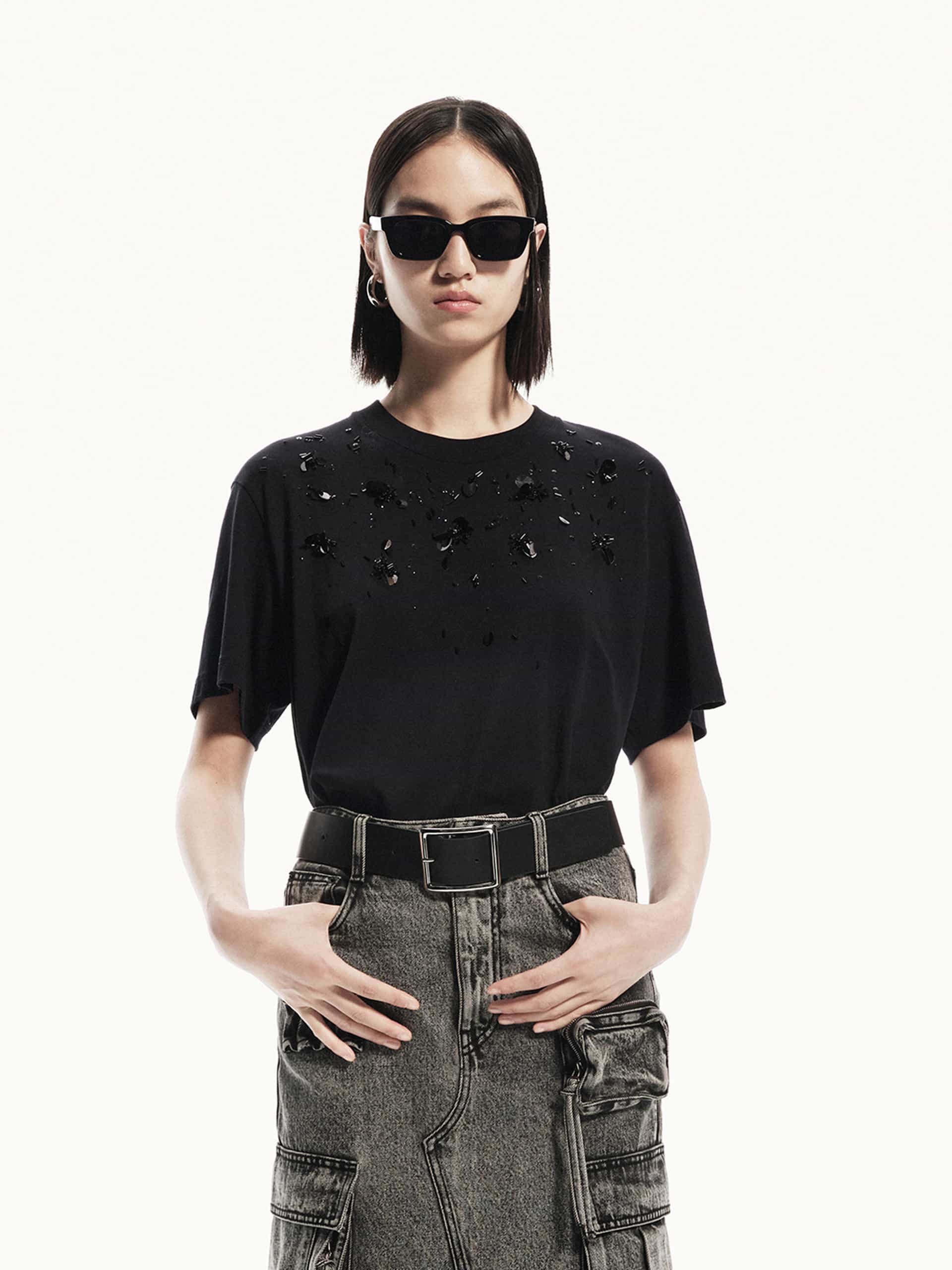 Sequin Detail Cotton T-shirt - Image 9