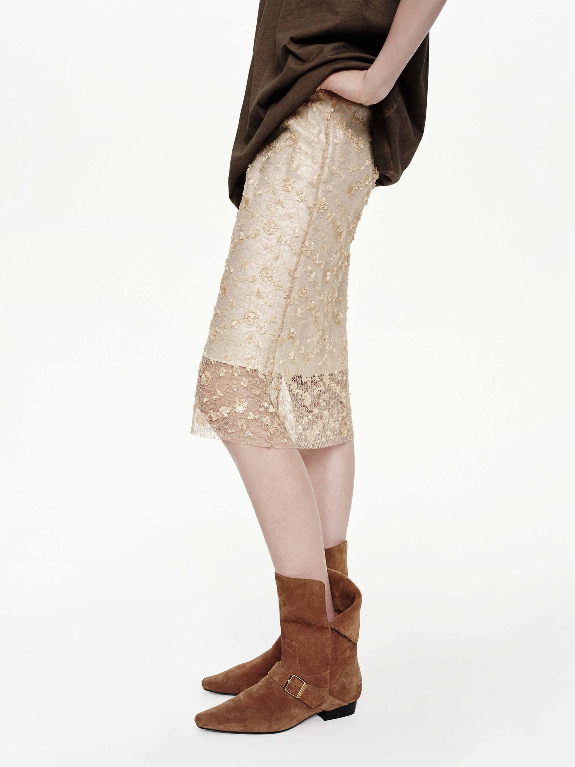Sequin Detail Lace Skirt - Image 3