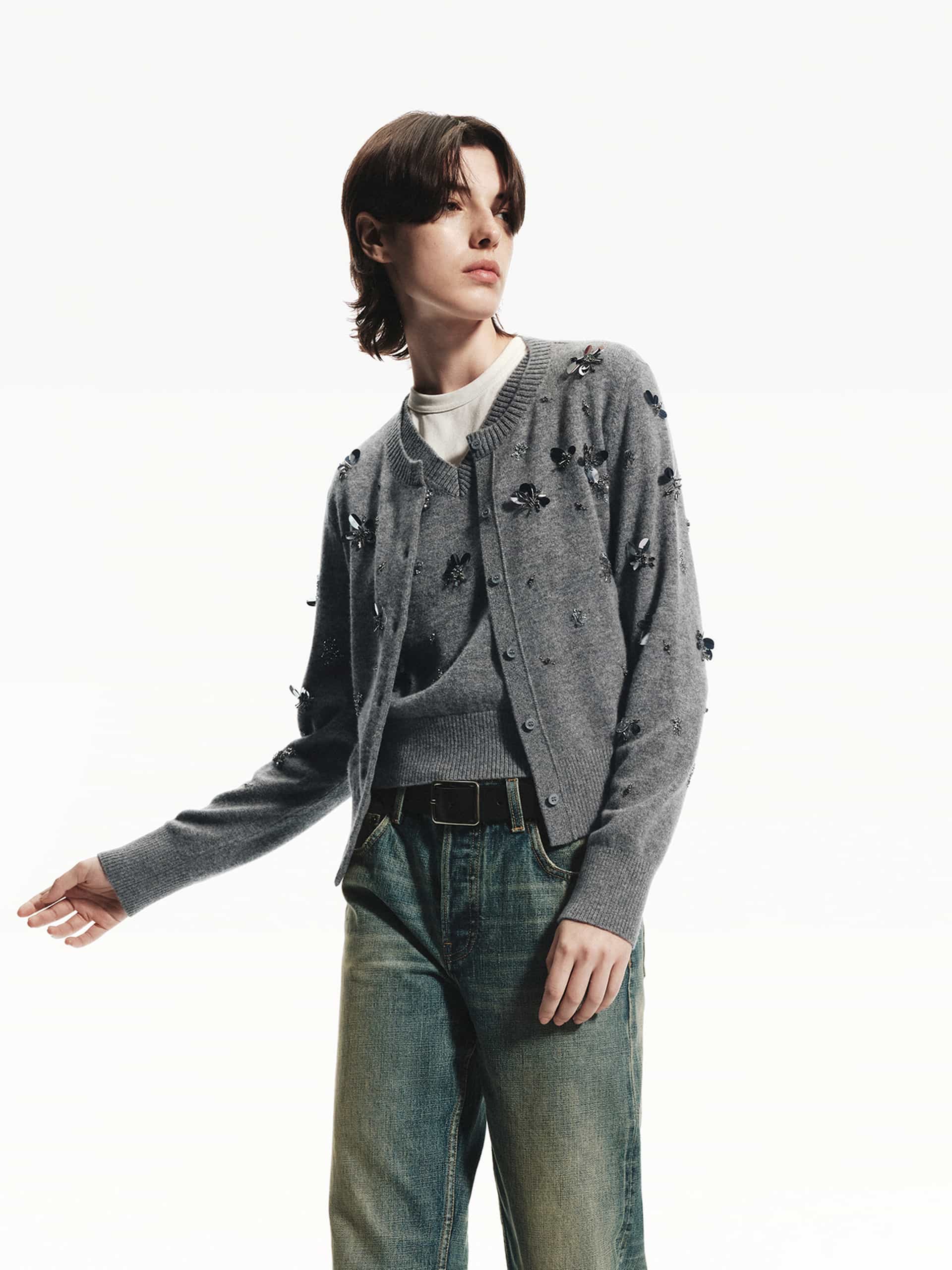 Sequin Detail Wool Cardigan - Image 7